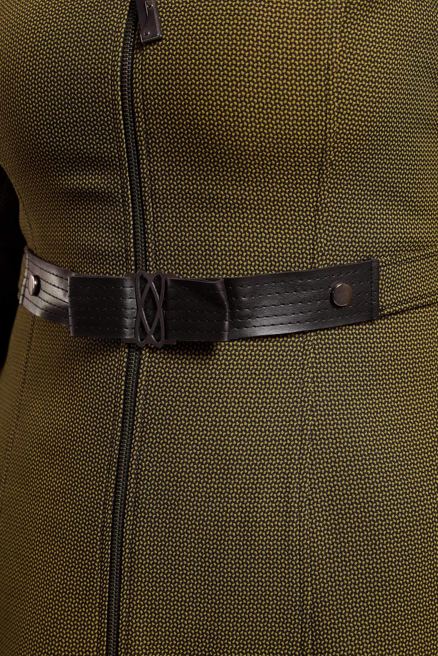 Tesettür giyim SARI DERİ DETAYLI TRENÇKOT 1596 