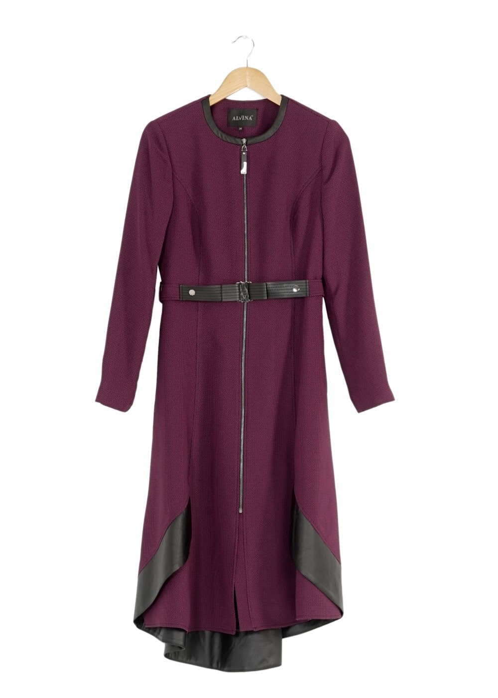 Tesettür giyim FUŞYA DERİ DETAYLI TRENÇKOT 1596 