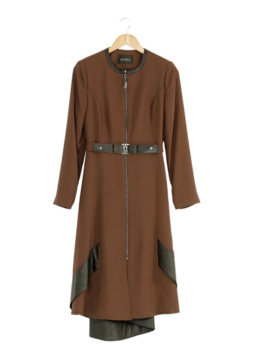 Tesettür giyim TABA DERİ DETAYLI TRENÇKOT 1596 