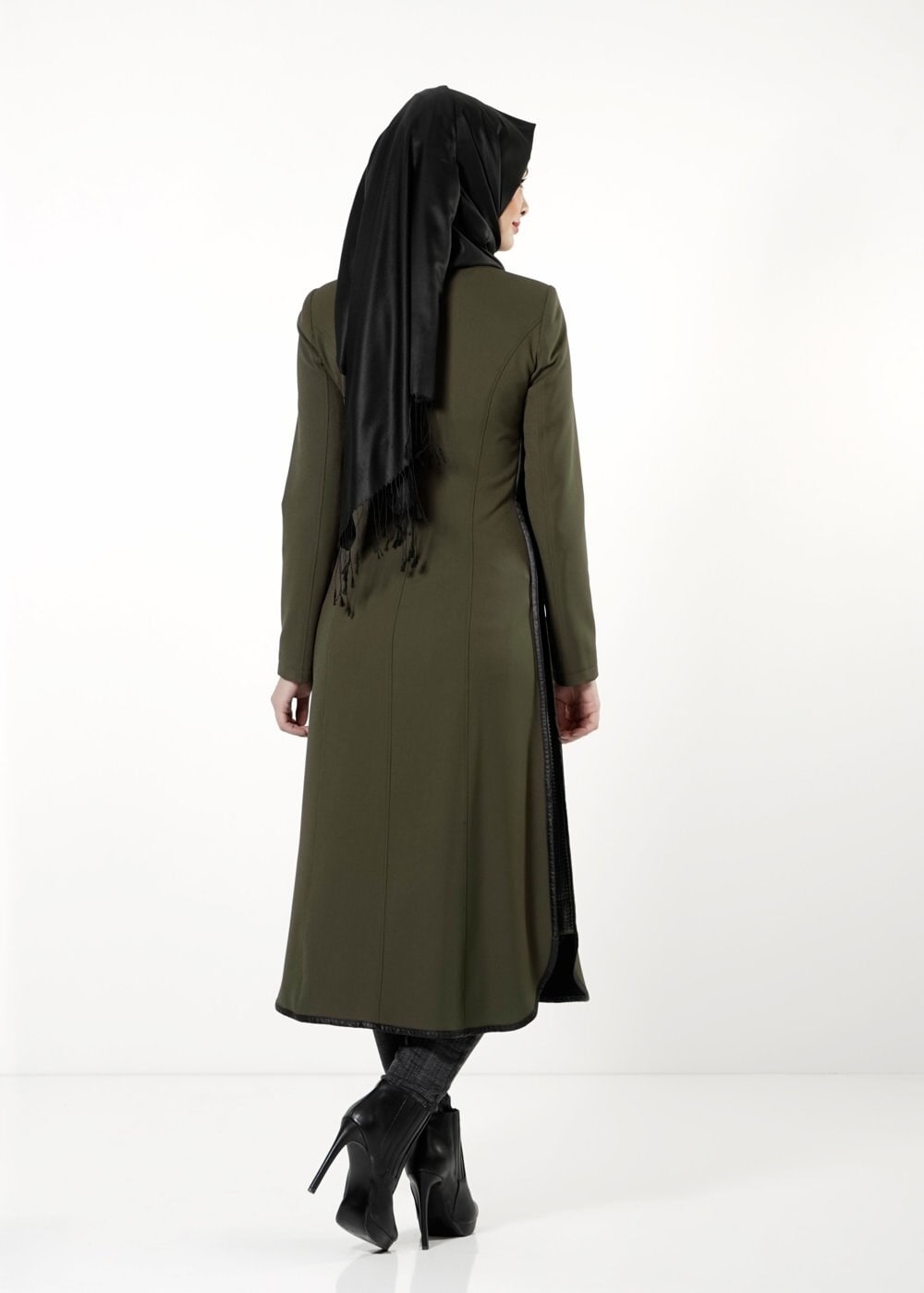 Tesettür giyim HAKİ FERMUARLI TRENÇKOT 1597 