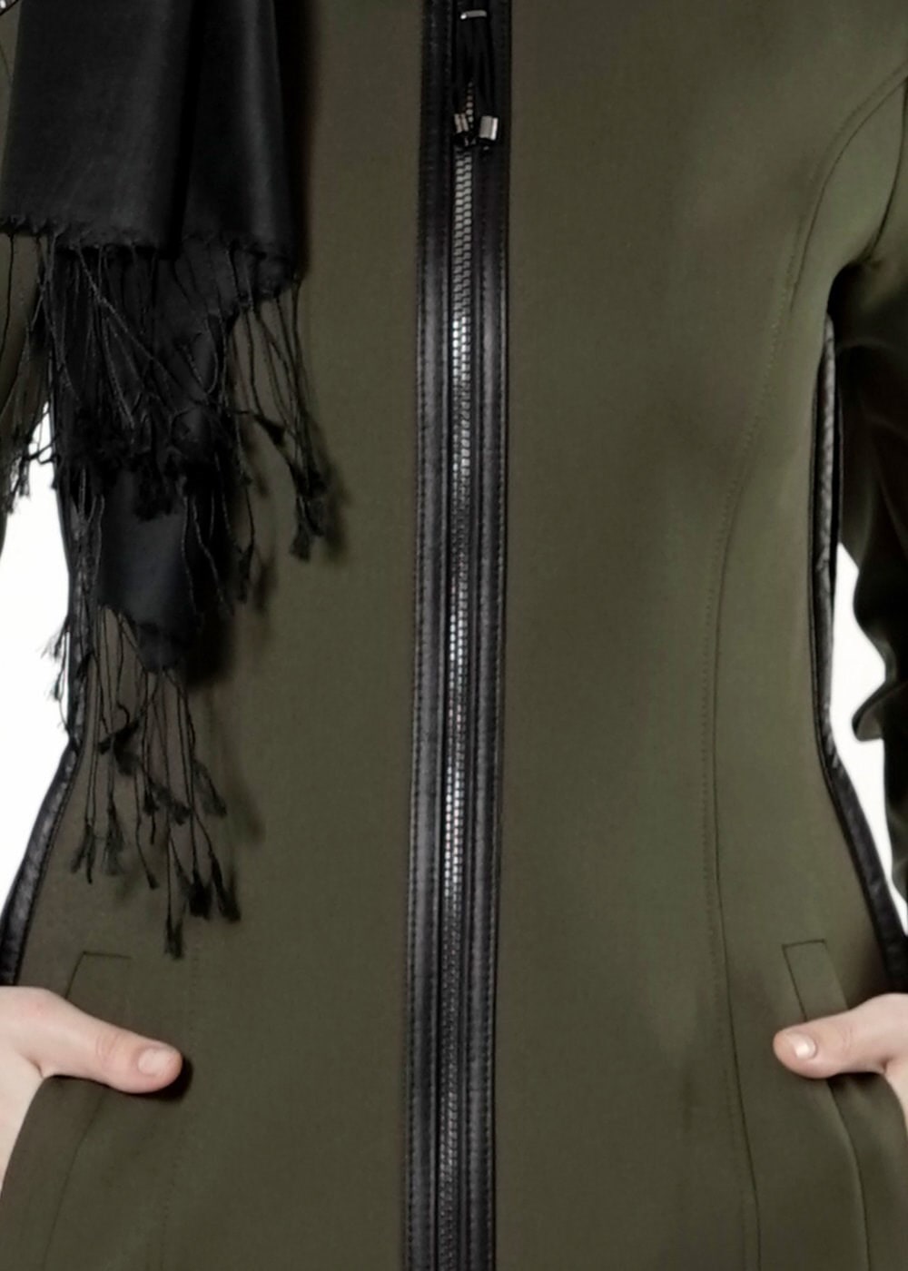 Tesettür giyim HAKİ FERMUARLI TRENÇKOT 1597 