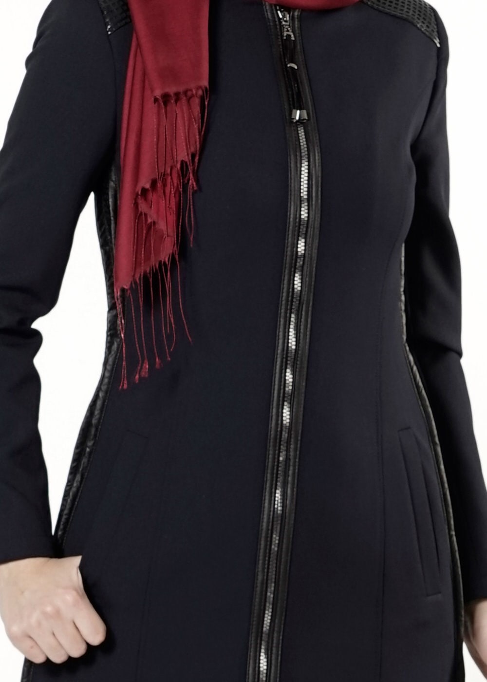 Tesettür giyim LACİVERT FERMUARLI TRENÇKOT 1597 