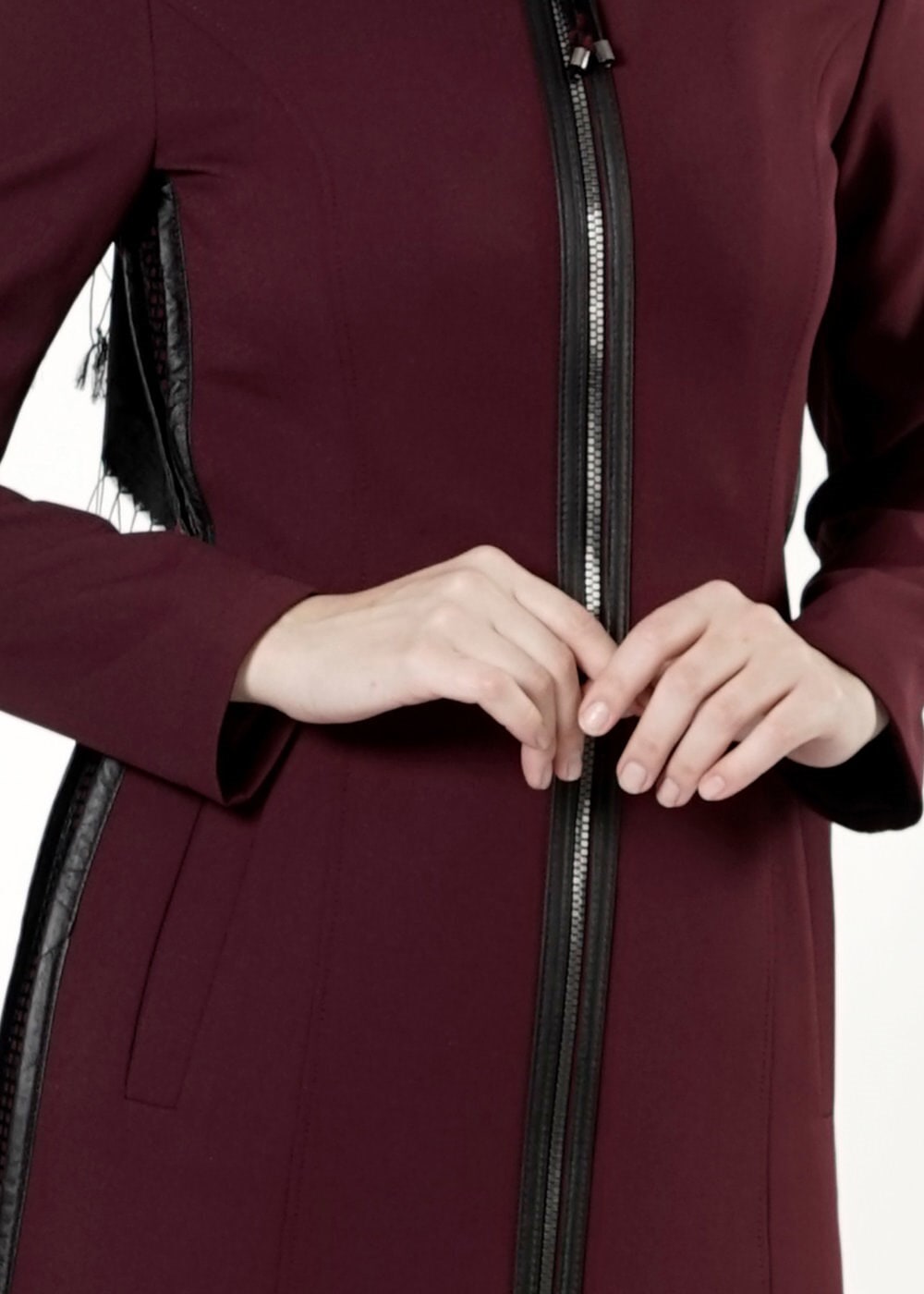 Tesettür giyim MÜRDÜM FERMUARLI TRENÇKOT 1597 