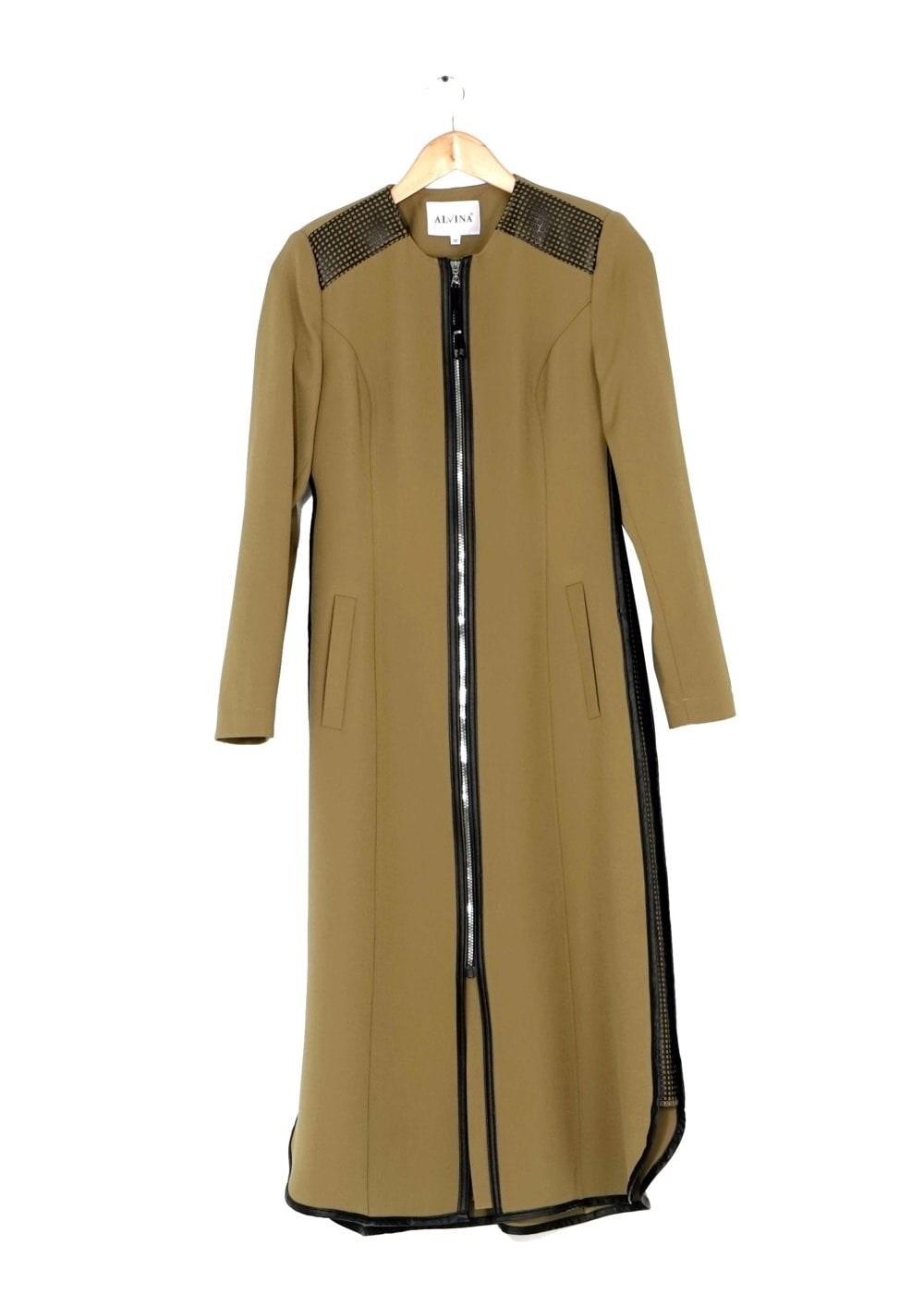 Tesettür giyim YEŞİL FERMUARLI TRENÇKOT 1597 