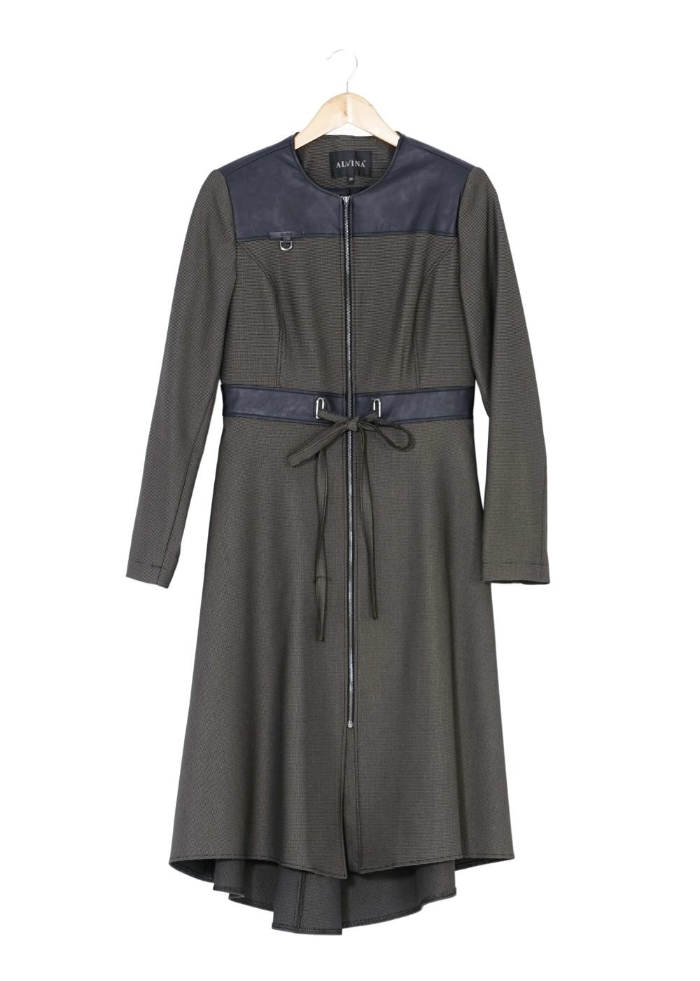 Tesettür giyim YEŞİL ÖNDEN BAĞLAMALI FERMUARLI TRENÇKOT 1598 