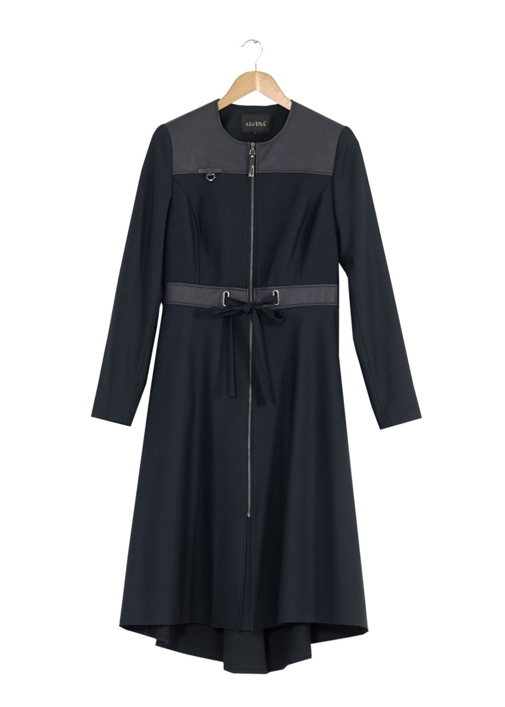 Tesettür giyim LACİVERT ÖNDEN BAĞLAMALI FERMUARLI TRENÇKOT 1598 