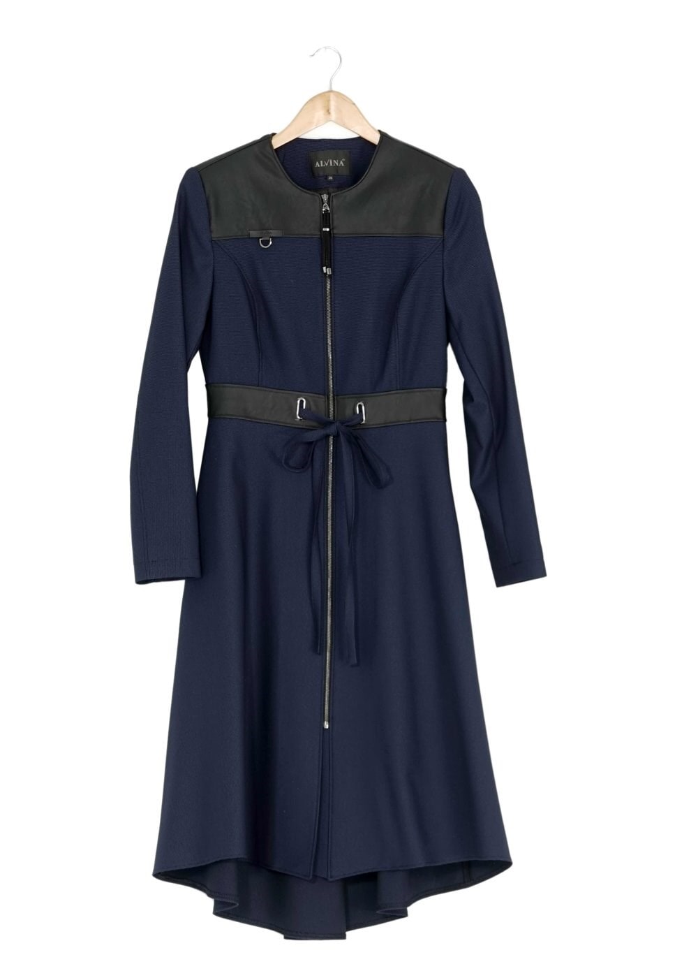 Tesettür giyim LACİVERT ÖNDEN BAĞLAMALI FERMUARLI TRENÇKOT 1598 