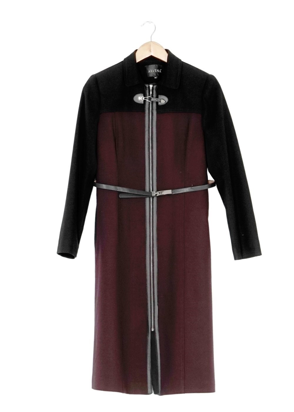 Tesettür giyim BORDO İKİ RENKLİ TRENÇKOT 1599 