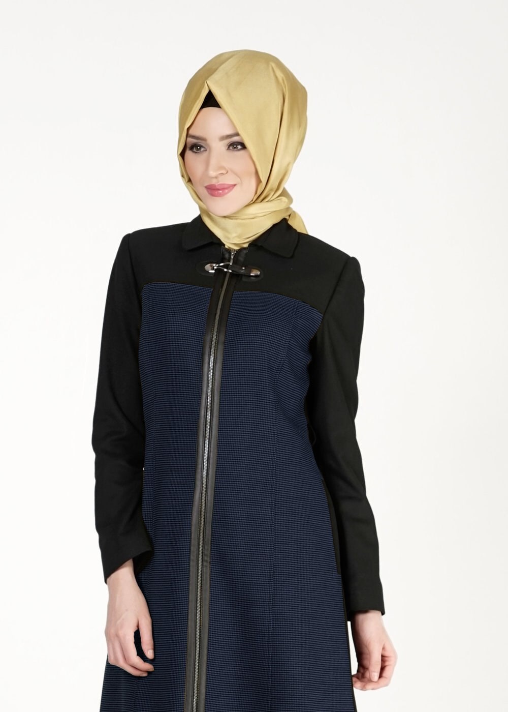 Tesettür giyim LACİVERT İKİ RENKLİ TRENÇKOT 1599 