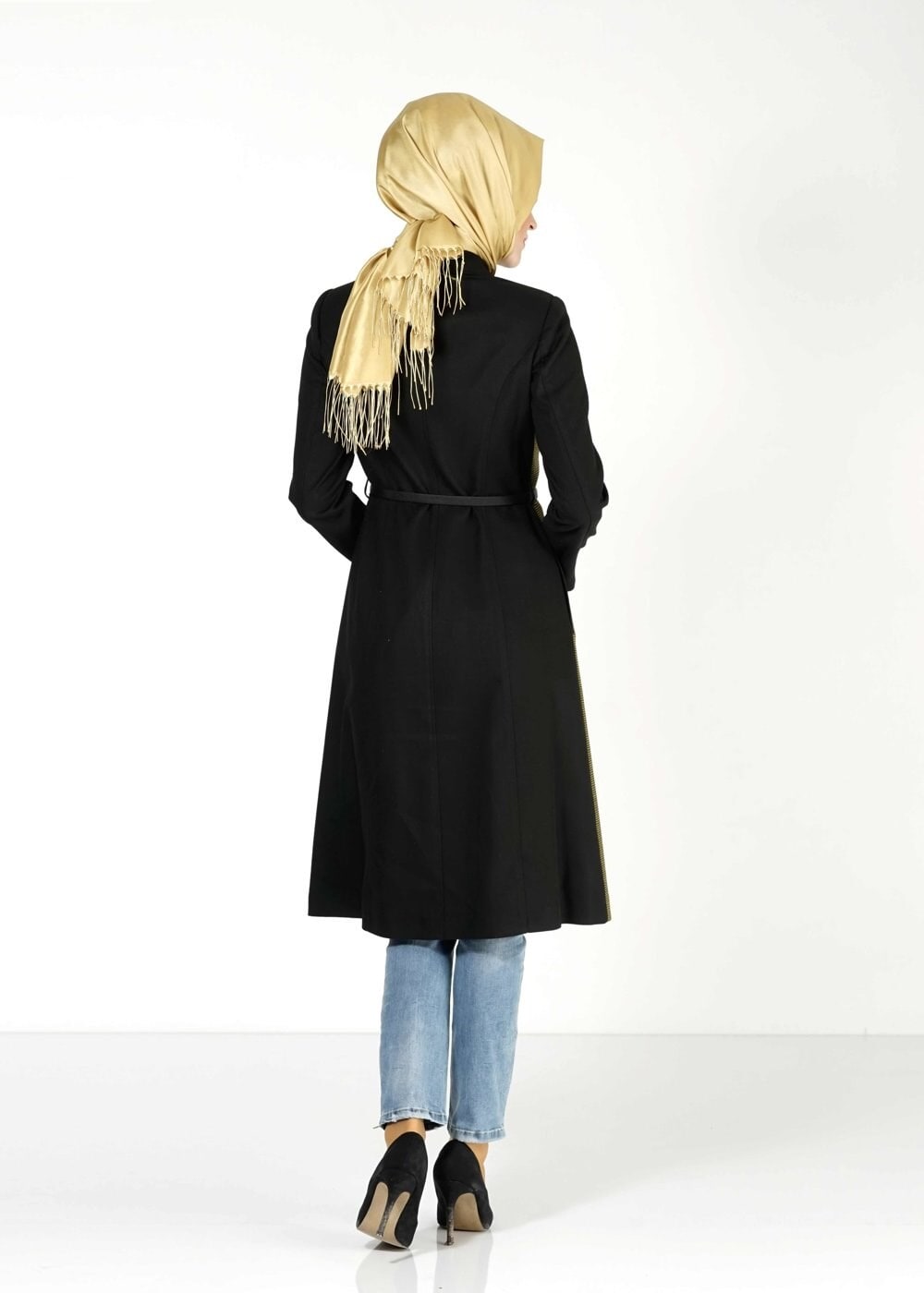 Tesettür giyim YEŞİL İKİ RENKLİ TRENÇKOT 1599 