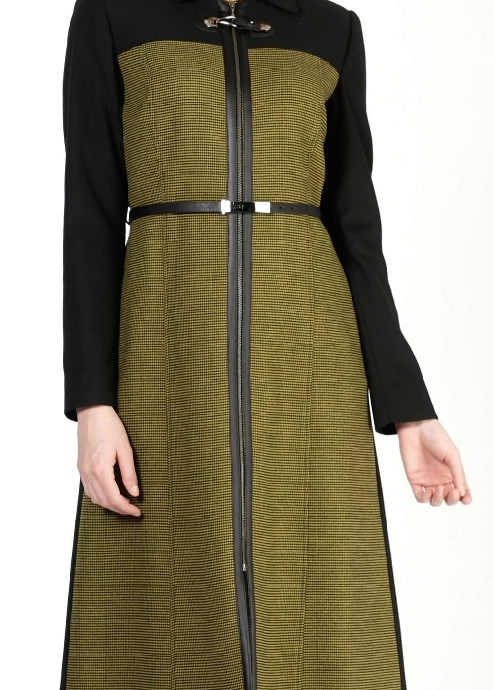 Tesettür giyim YEŞİL İKİ RENKLİ TRENÇKOT 1599 