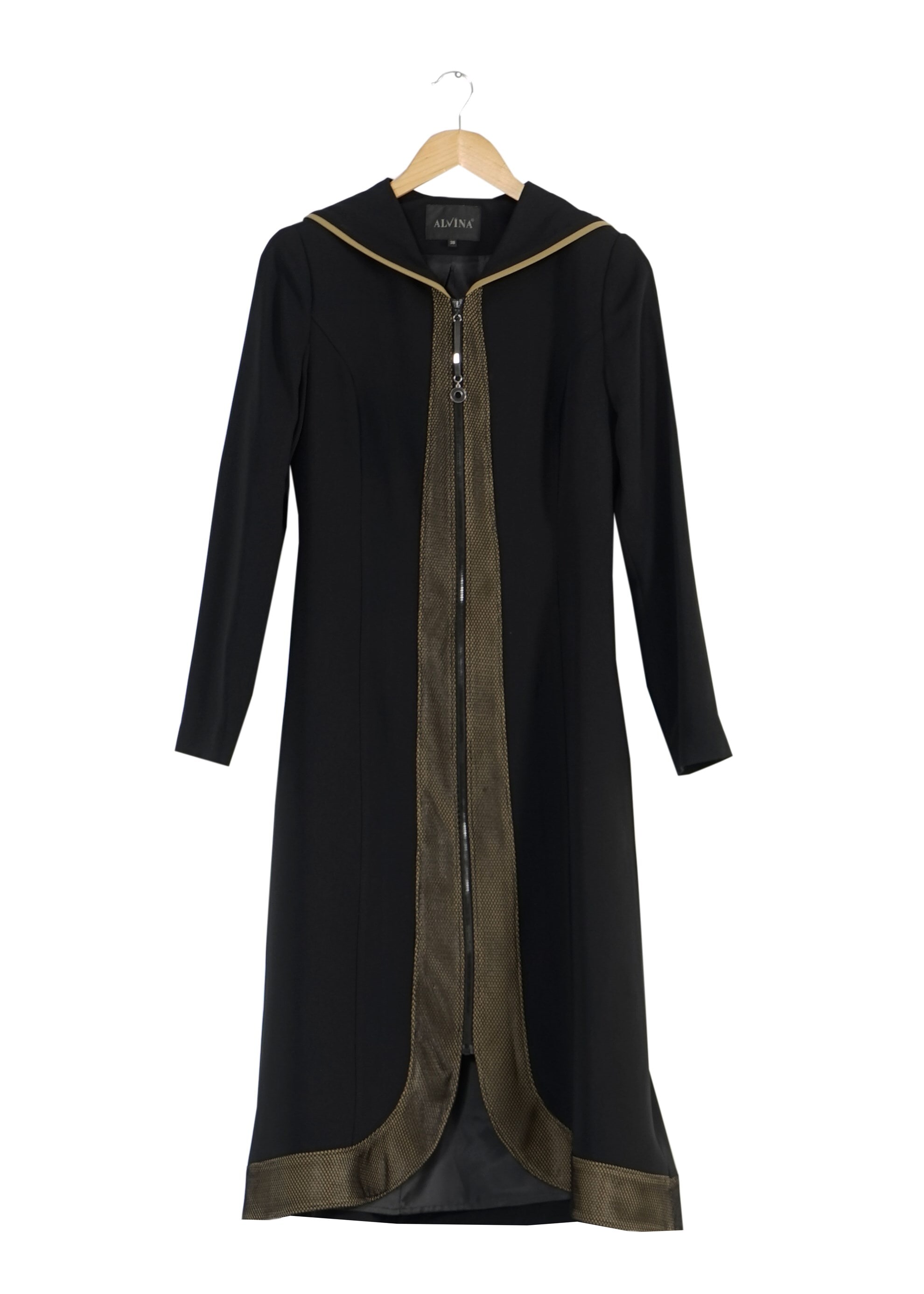 Tesettür giyim SİYAH DERİ DETAYLI FERMUARLI TRENÇKOT 1603 