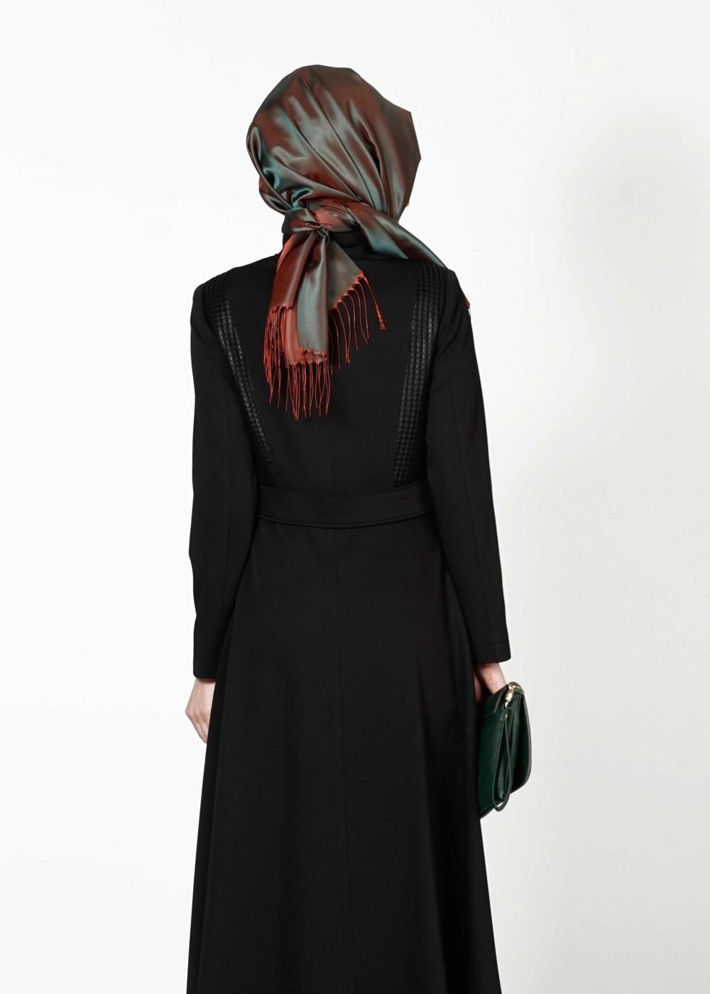 Tesettür giyim SİYAH FERMUARLI TRENÇKOT 1605 