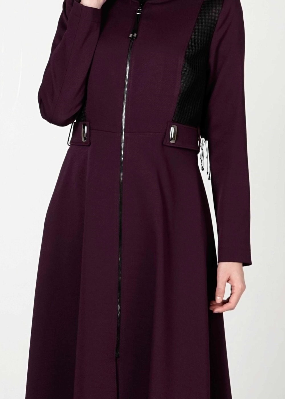 Tesettür giyim MÜRDÜM FERMUARLI TRENÇKOT 1605 