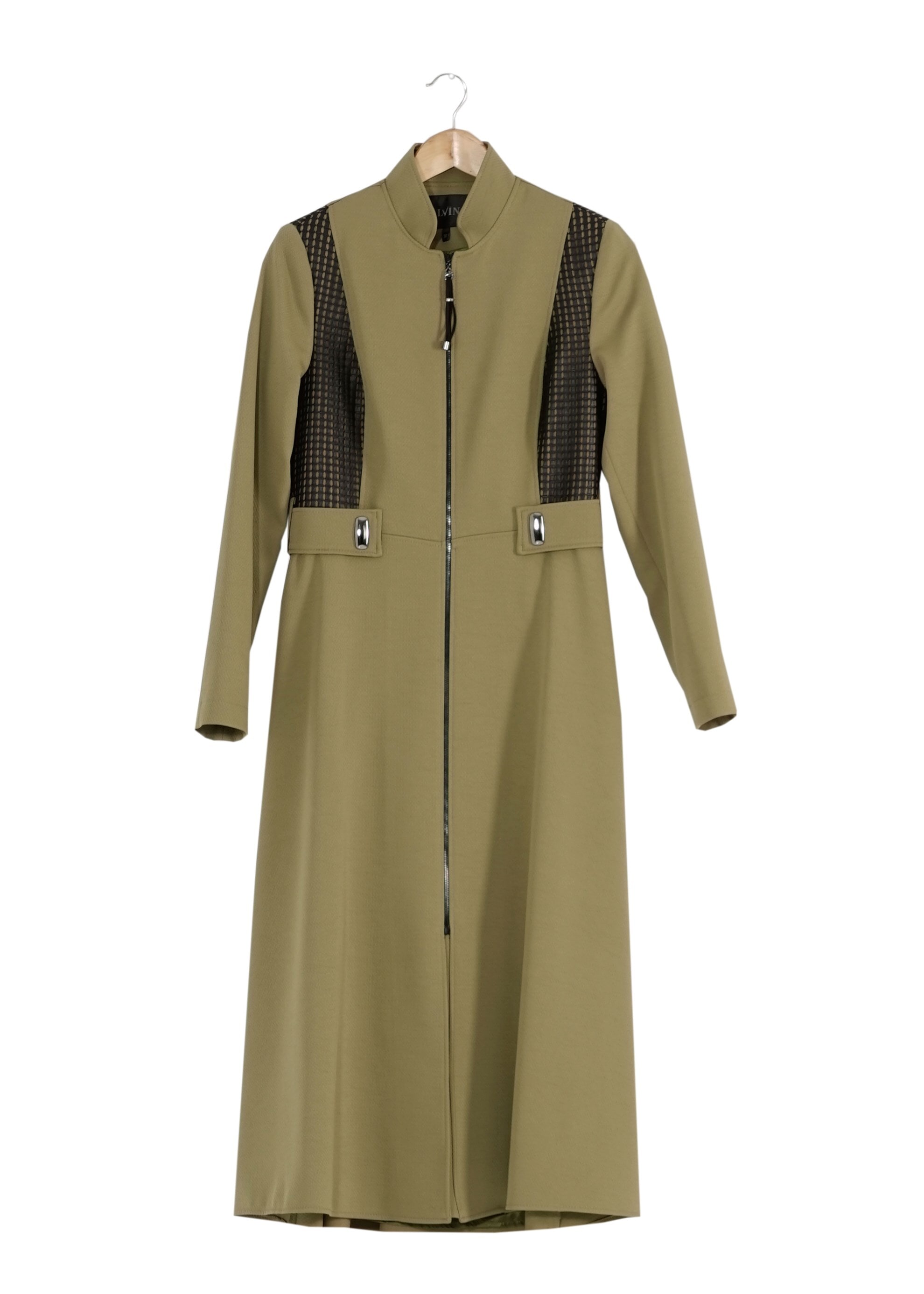 Tesettür giyim YEŞİL FERMUARLI TRENÇKOT 1605 