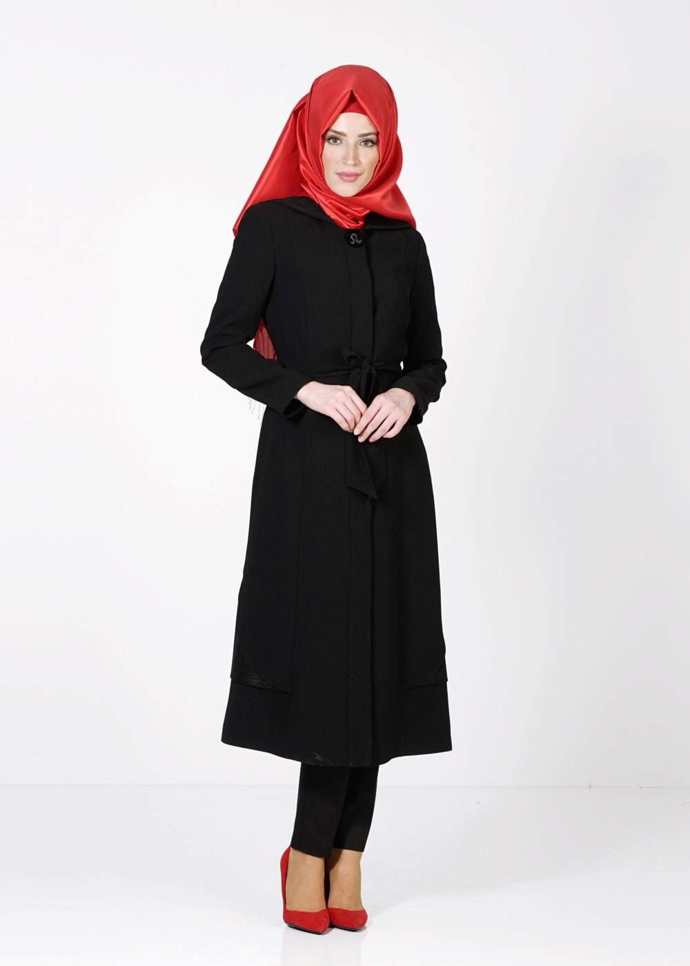 Tesettür giyim SİYAH 1609 TRENÇKOT