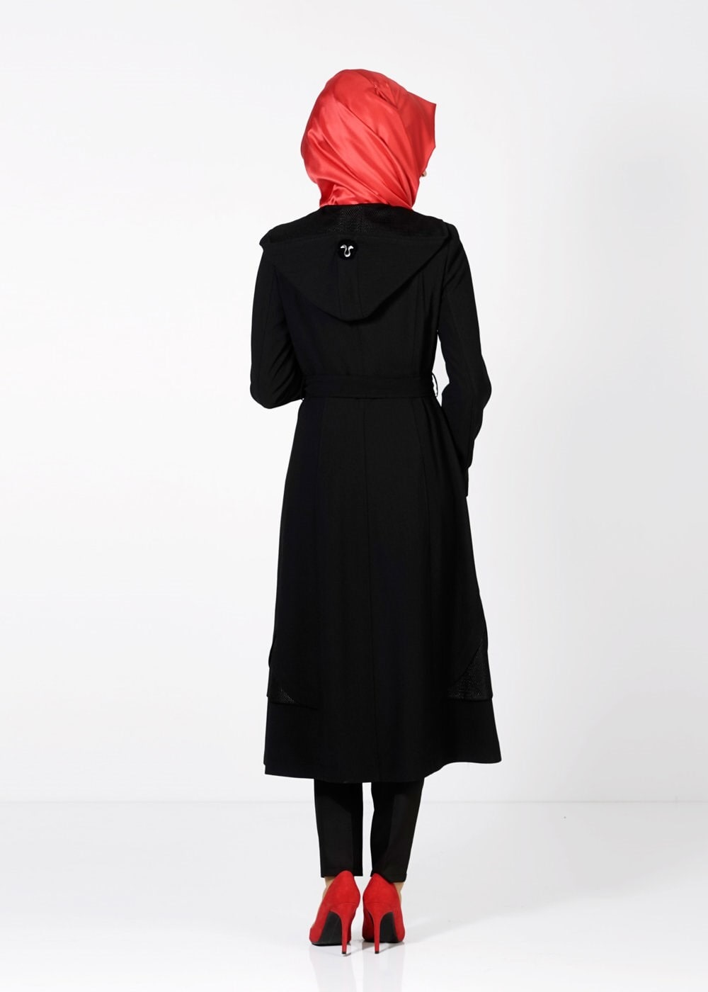 Tesettür giyim SİYAH 1609 TRENÇKOT