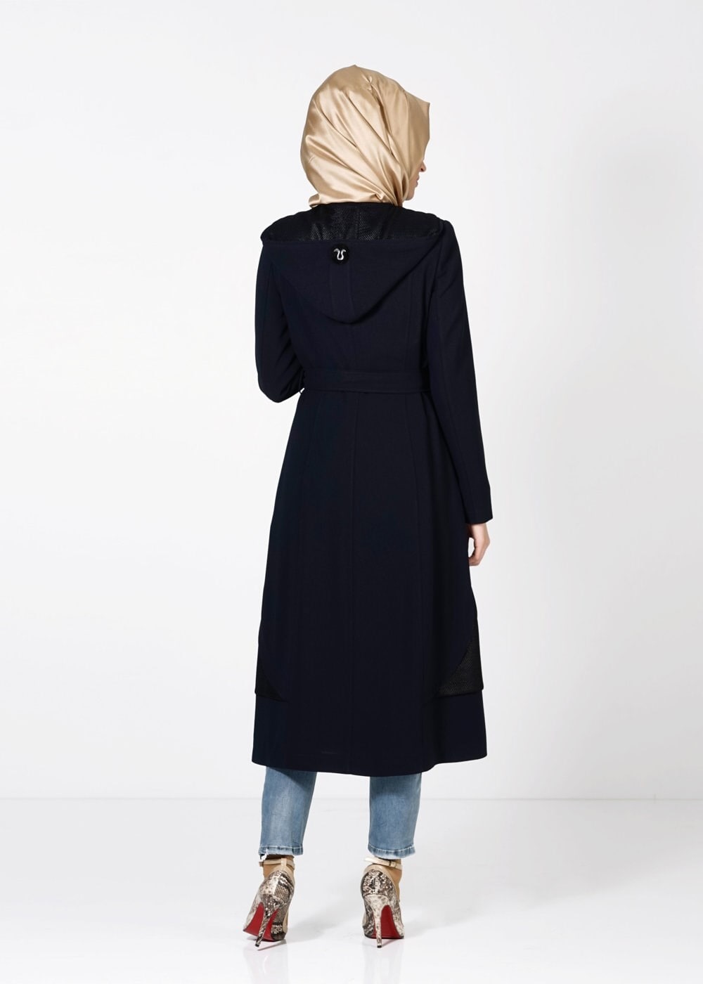 Tesettür giyim LACİVERT 1609 TRENÇKOT