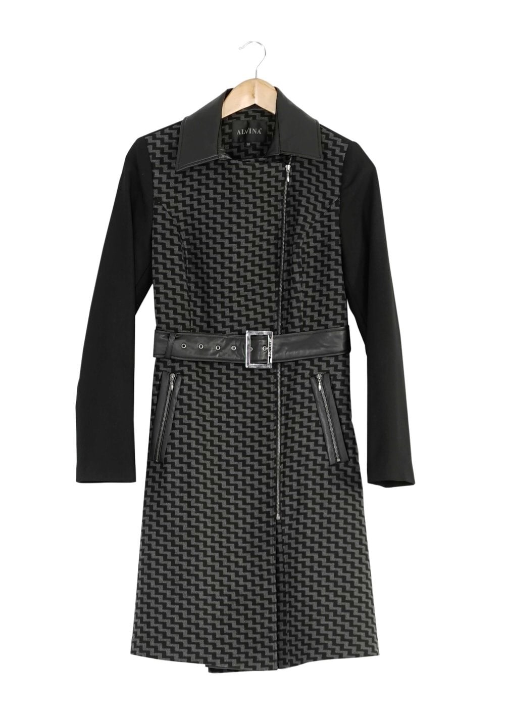 Tesettür giyim GRİ DERİ DETAYLI KABAN 1614