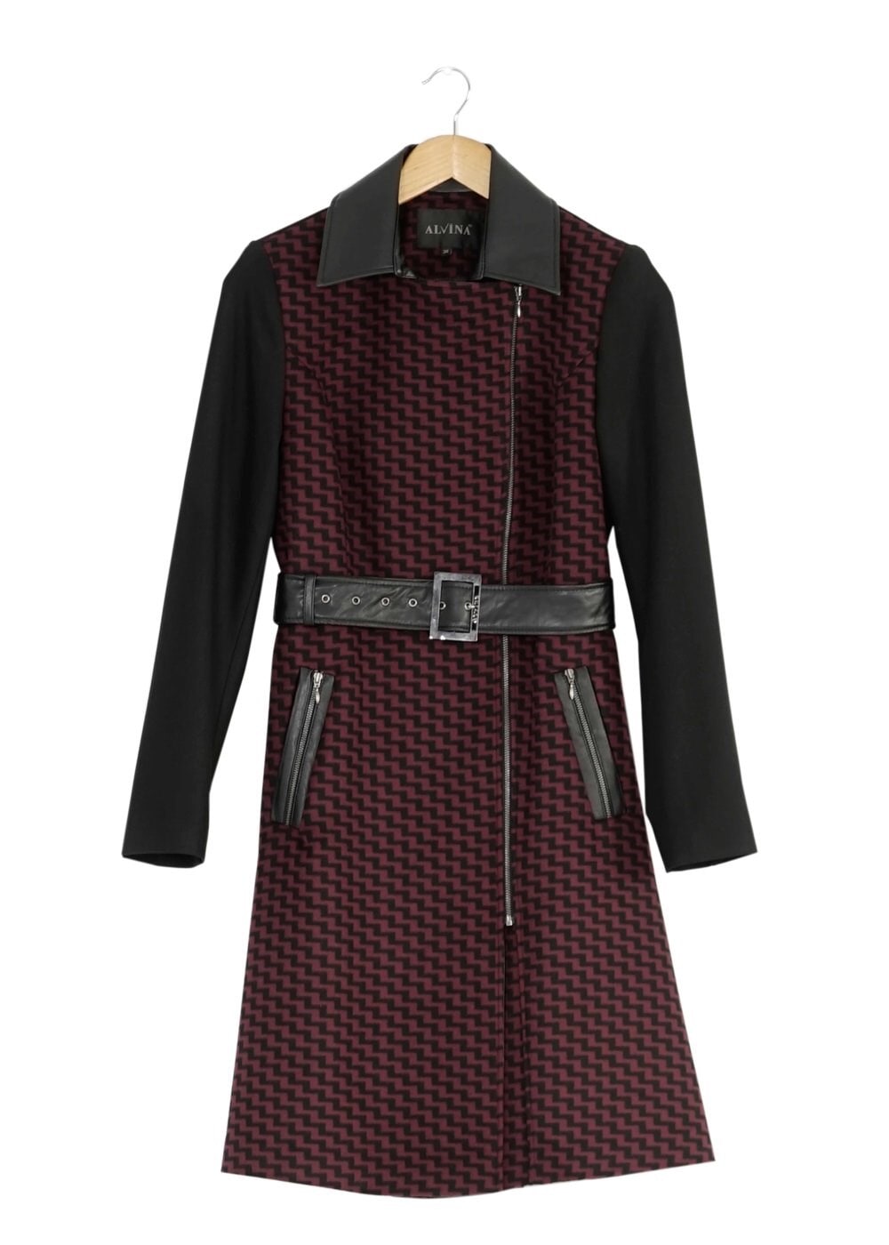 Tesettür giyim MÜRDÜM DERİ DETAYLI KABAN 1614