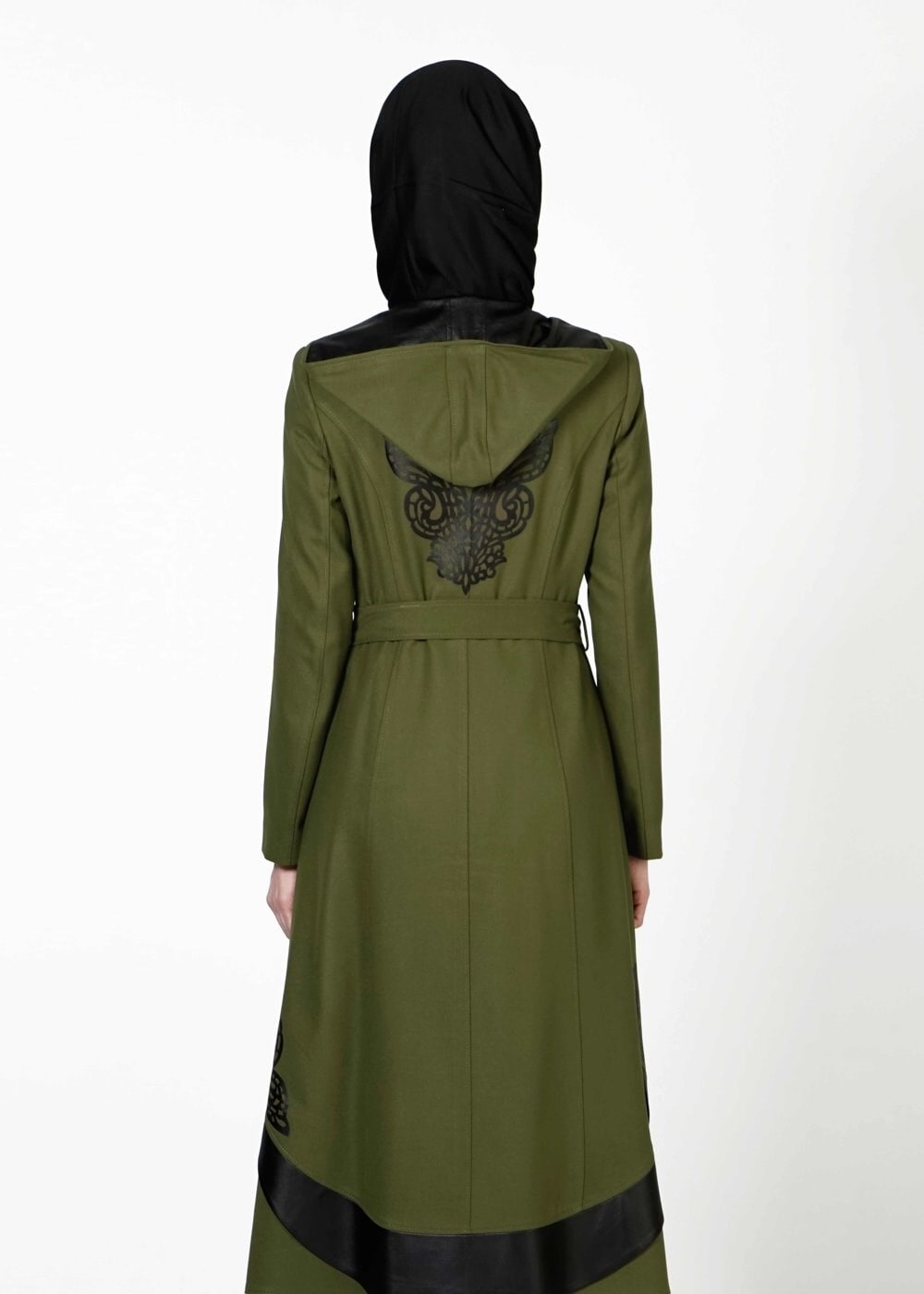 Tesettür giyim HAKİ 1616 Orka Tesettür Trench