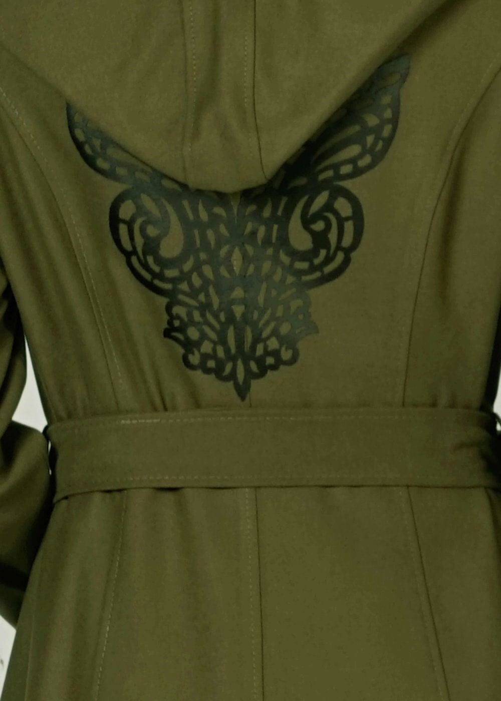 Tesettür giyim HAKİ 1616 Orka Tesettür Trench