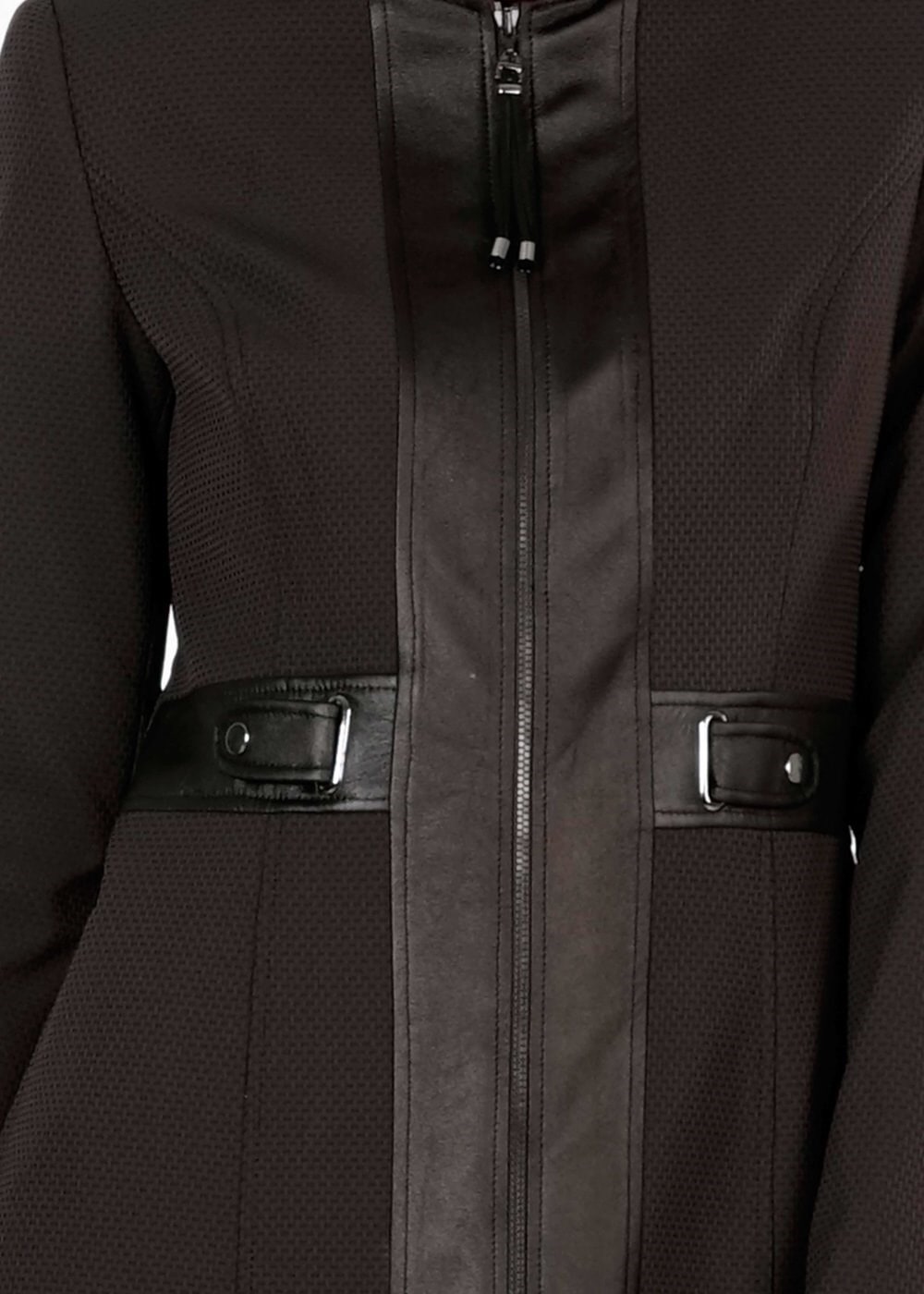 Tesettür giyim KAHVE DERİ DETAYLI FERMUARLI TRENÇKOT 1621 