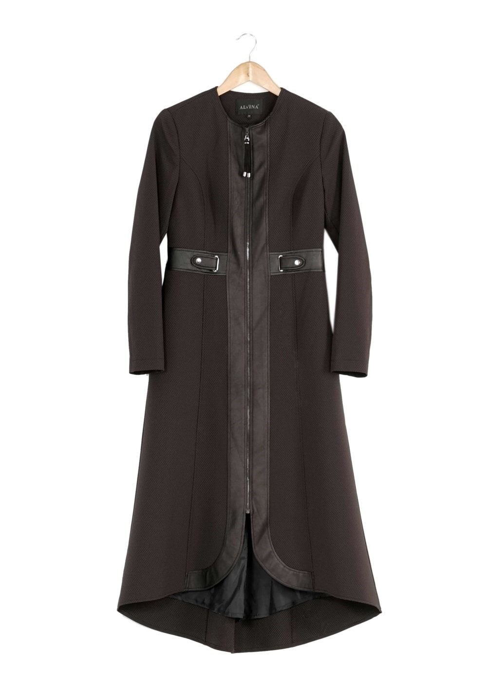 Tesettür giyim KAHVE DERİ DETAYLI FERMUARLI TRENÇKOT 1621 