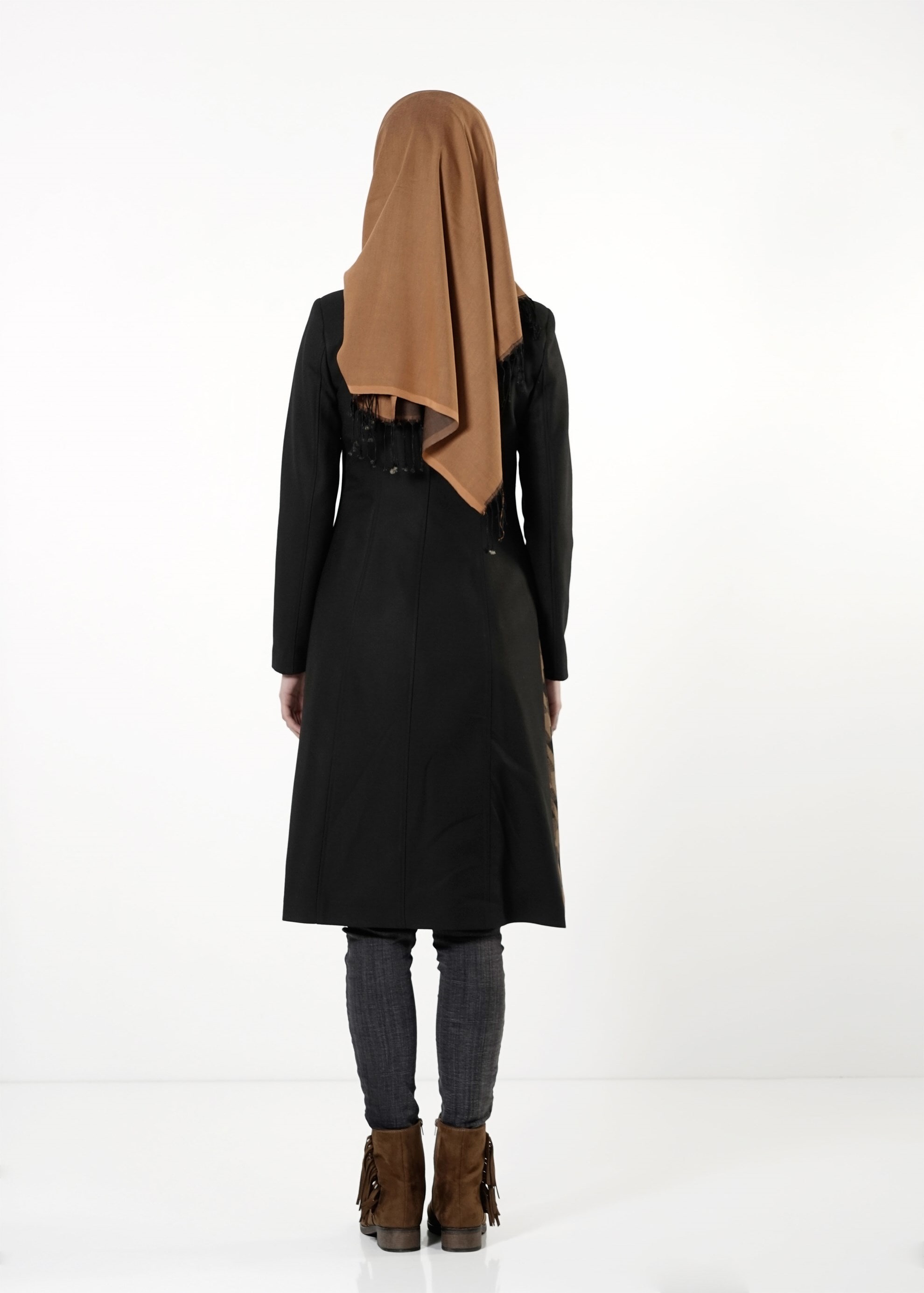 Tesettür giyim KAHVE KAZAYAĞI DETAYLI TRENÇKOT 1632 