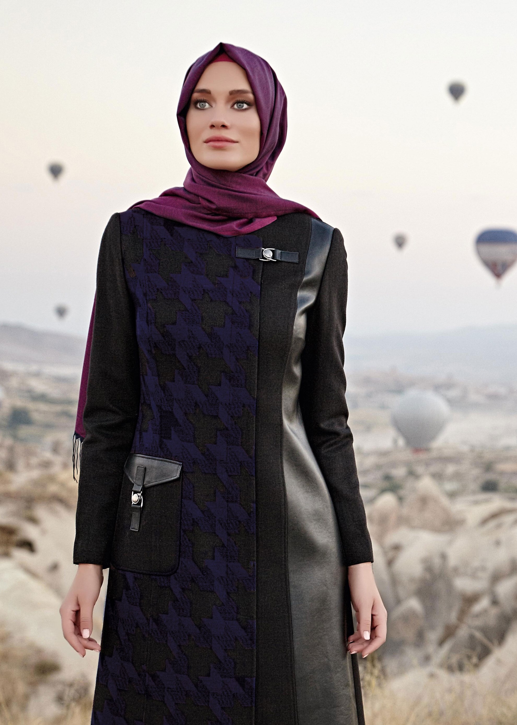 Tesettür giyim LACİVERT KAZAYAĞI DETAYLI TRENÇKOT 1632 