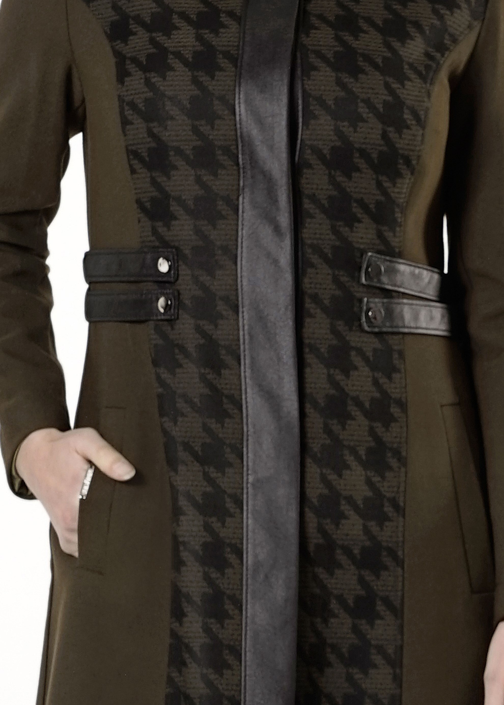 Tesettür giyim HAKİ KAZAYAĞI DESEN TRENÇKOT 1634 