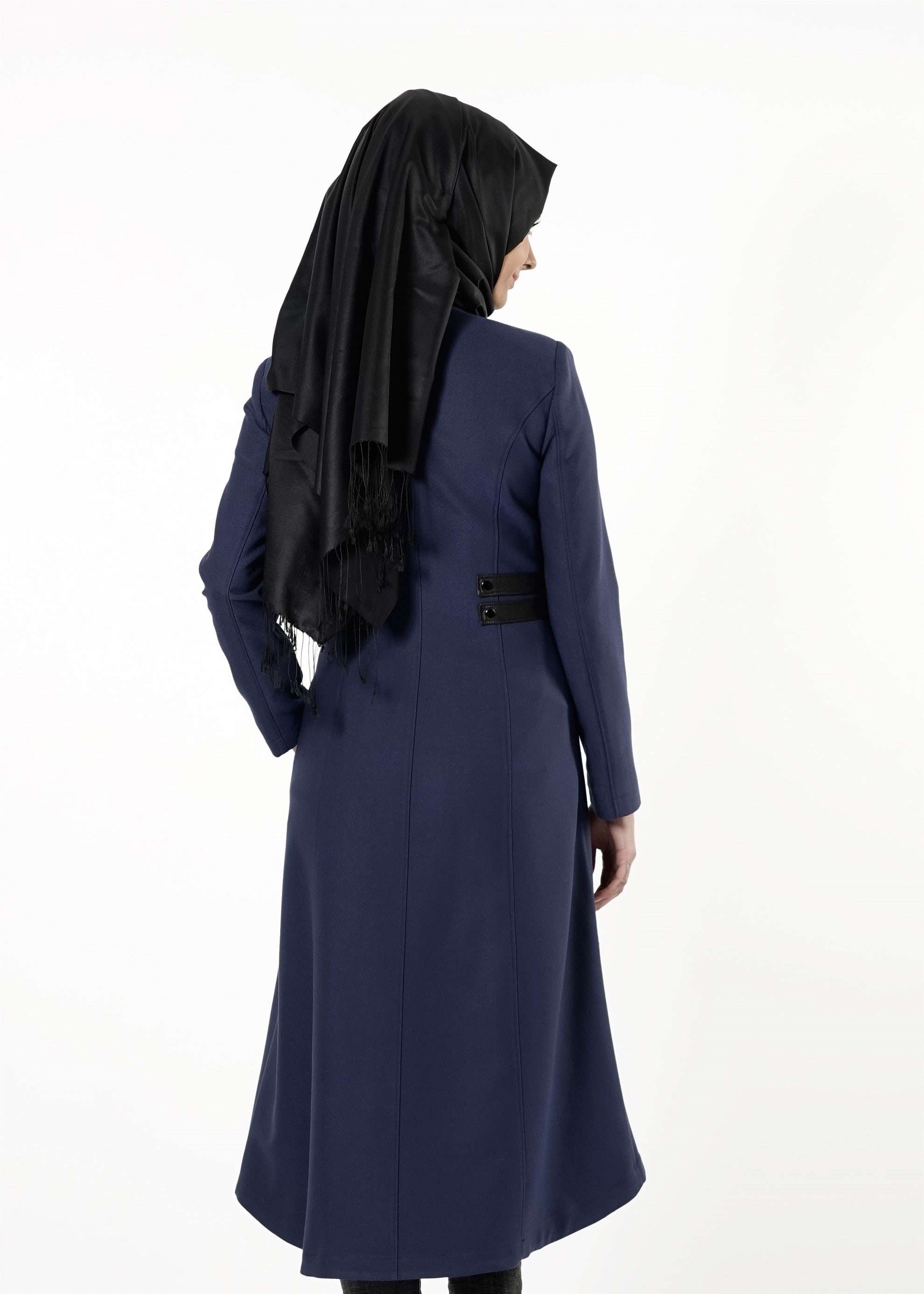 Tesettür giyim LACİVERT KAZAYAĞI DESEN TRENÇKOT 1634 