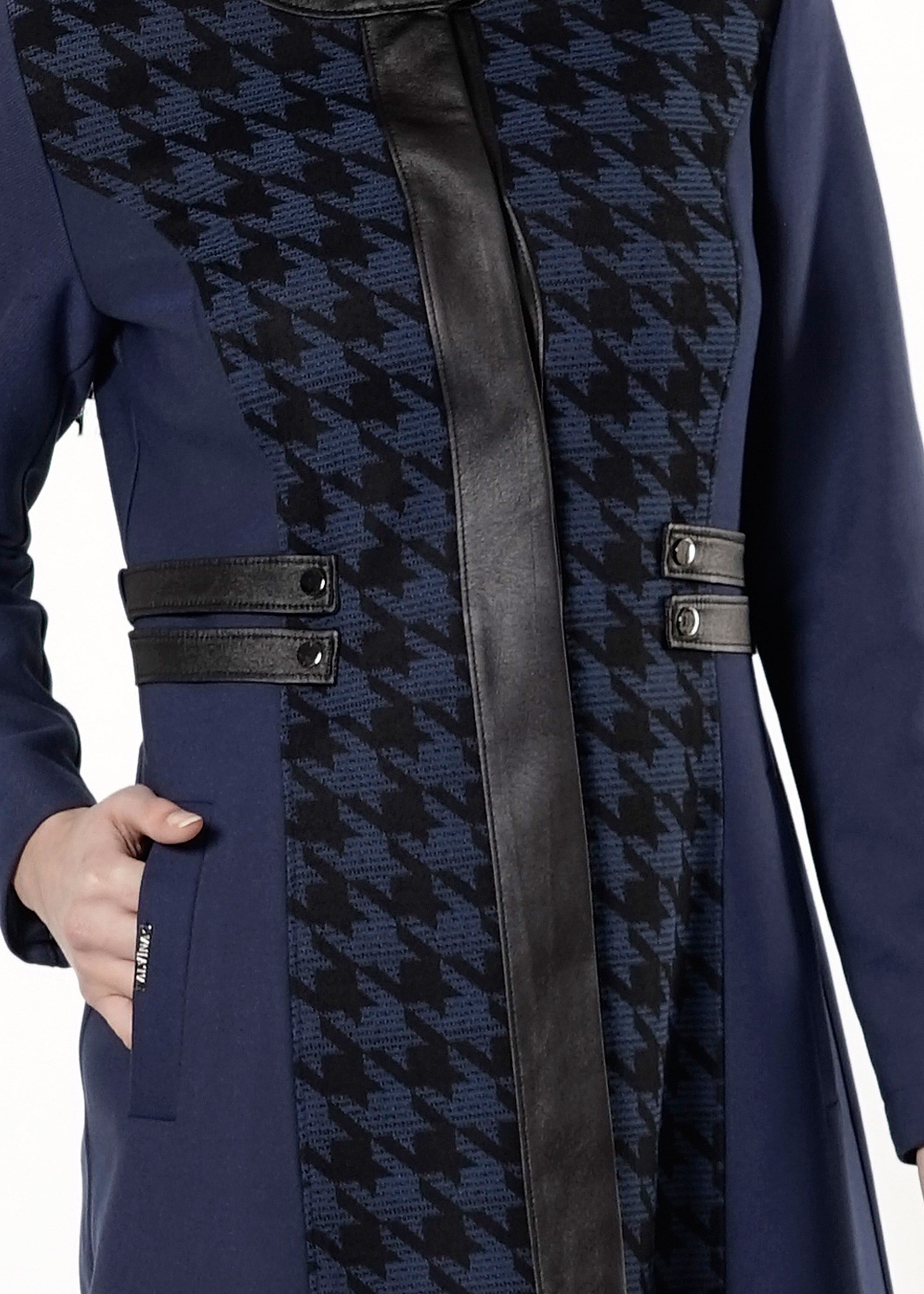 Tesettür giyim LACİVERT KAZAYAĞI DESEN TRENÇKOT 1634 