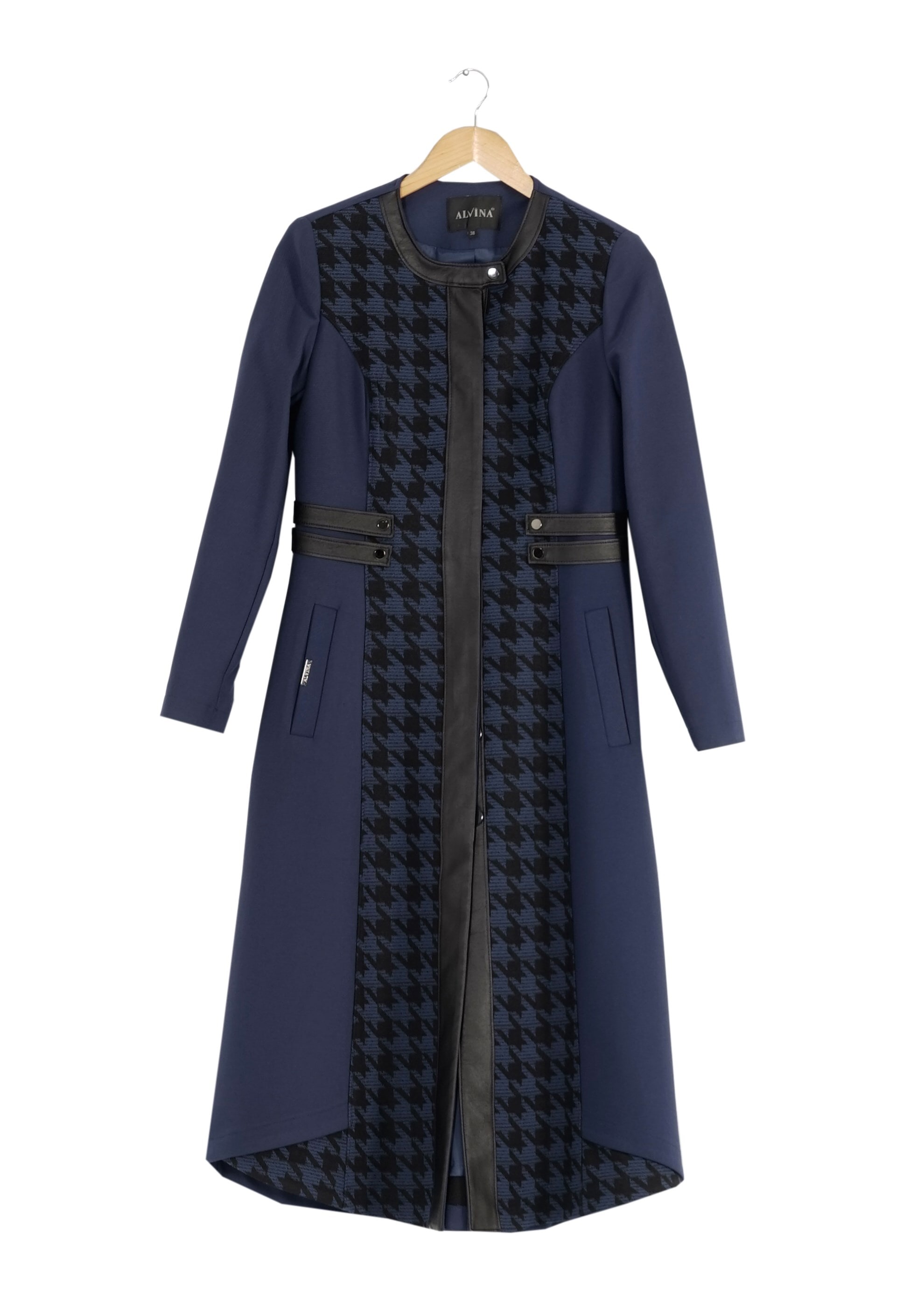 Tesettür giyim LACİVERT KAZAYAĞI DESEN TRENÇKOT 1634 