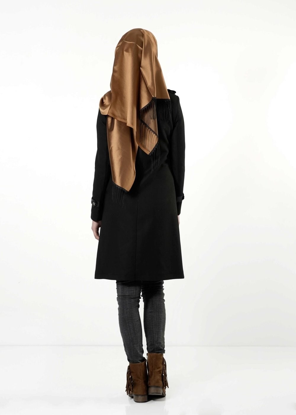 Tesettür giyim SİYAH 1643 TRENÇKOT