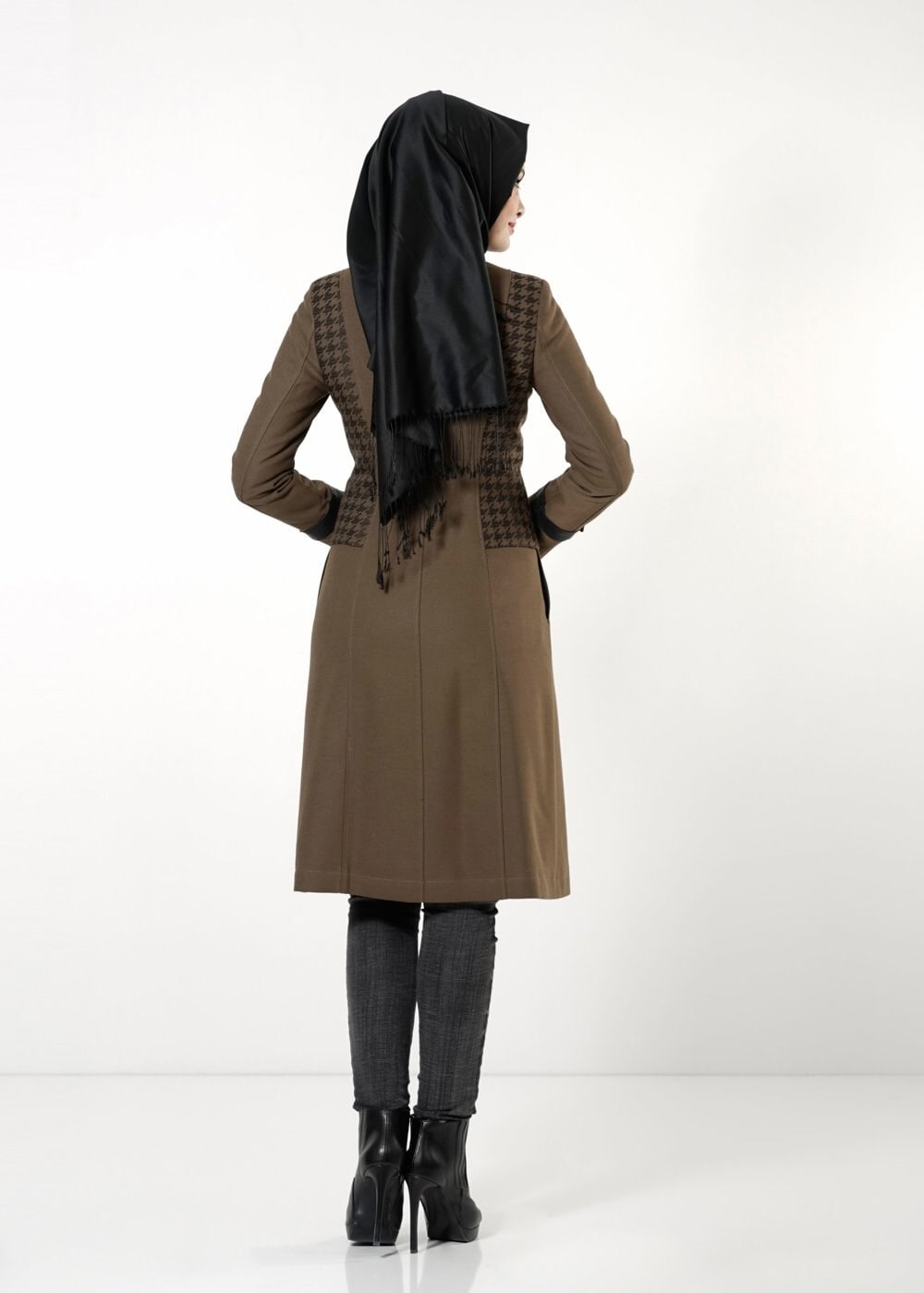 Tesettür giyim KAHVE 1645 TRENÇKOT