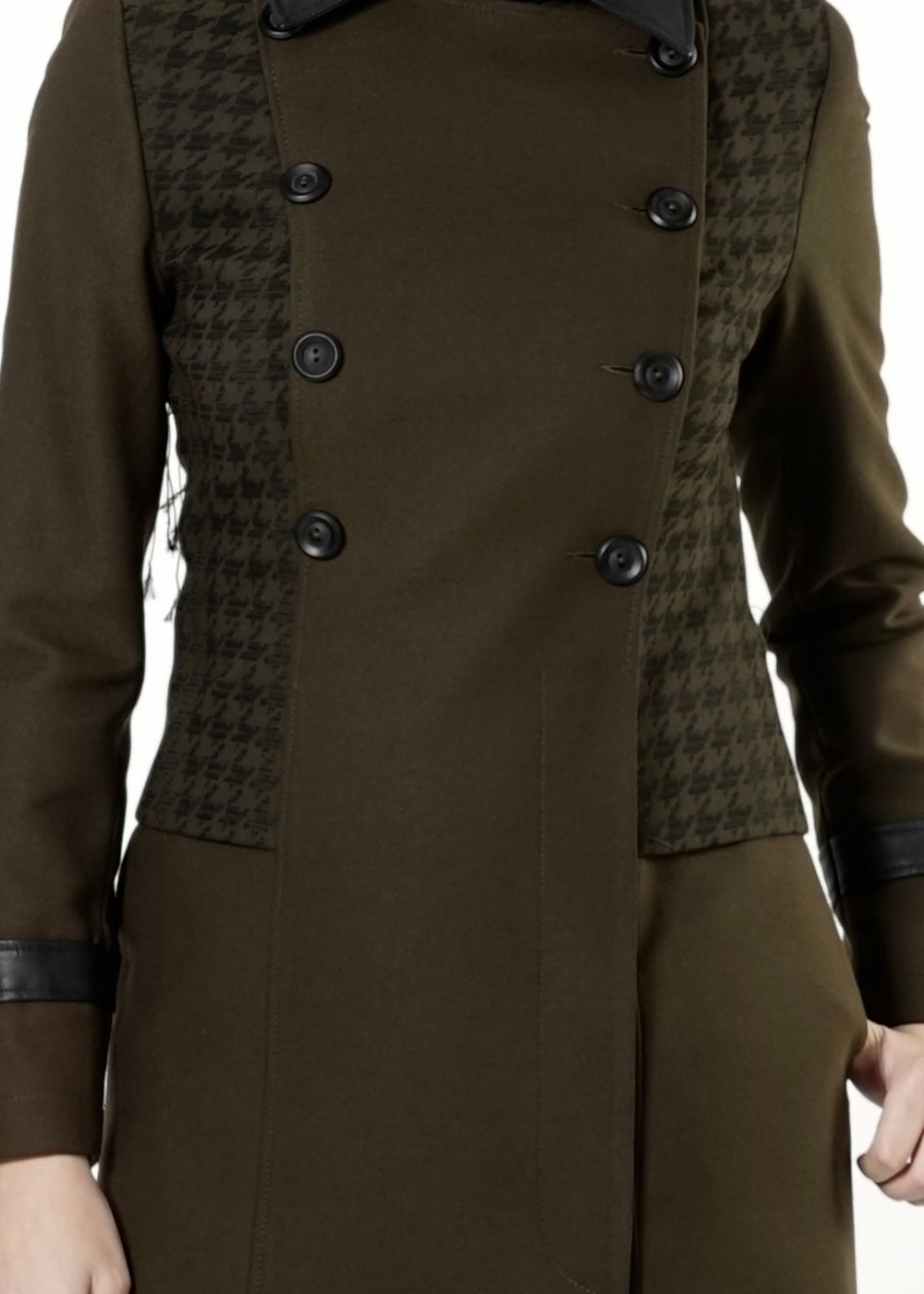 Tesettür giyim HAKİ 1645 TRENÇKOT