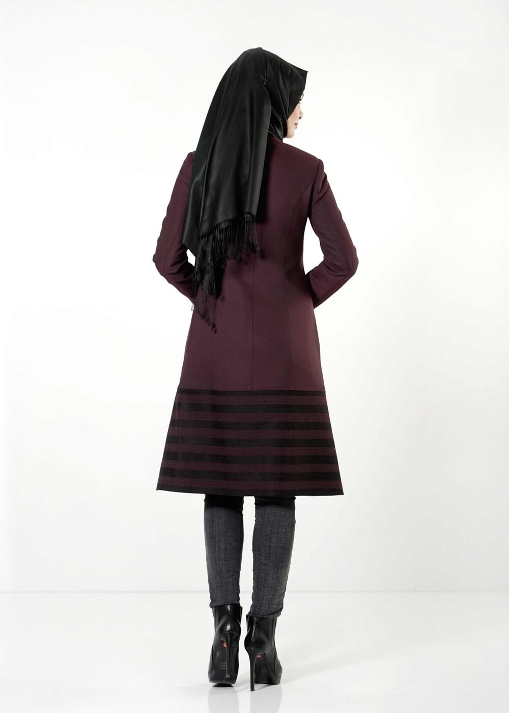 Tesettür giyim MÜRDÜM 1647 TRENÇKOT