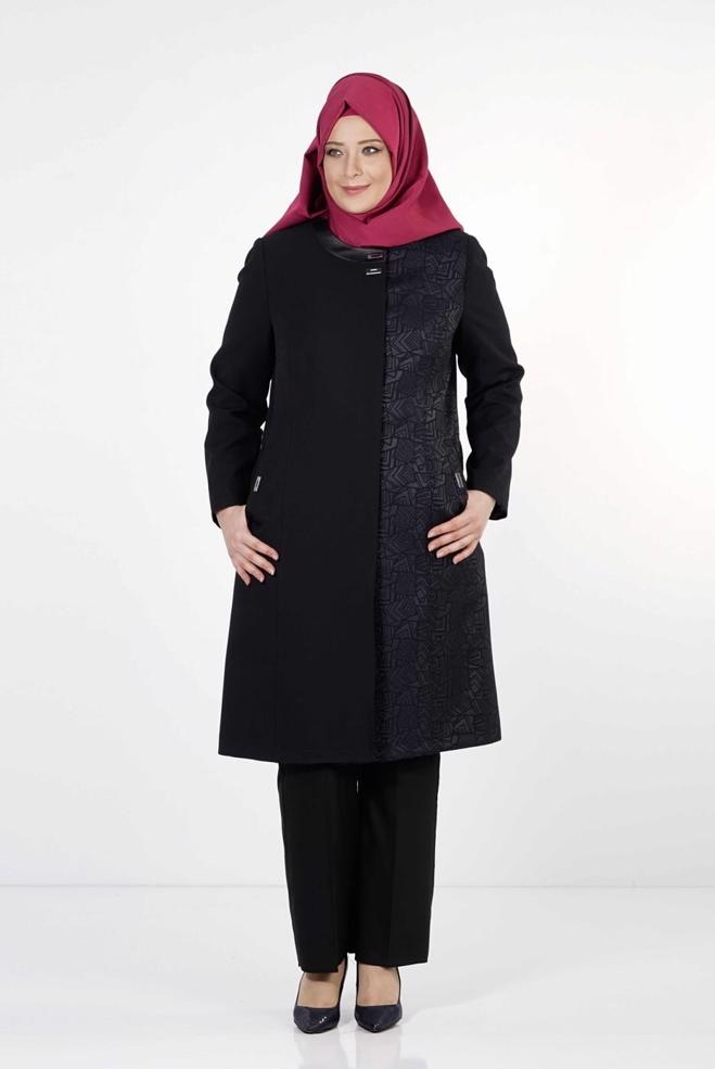 Tesettür giyim LACİVERT 1656 TRENÇKOT - ALVİNA