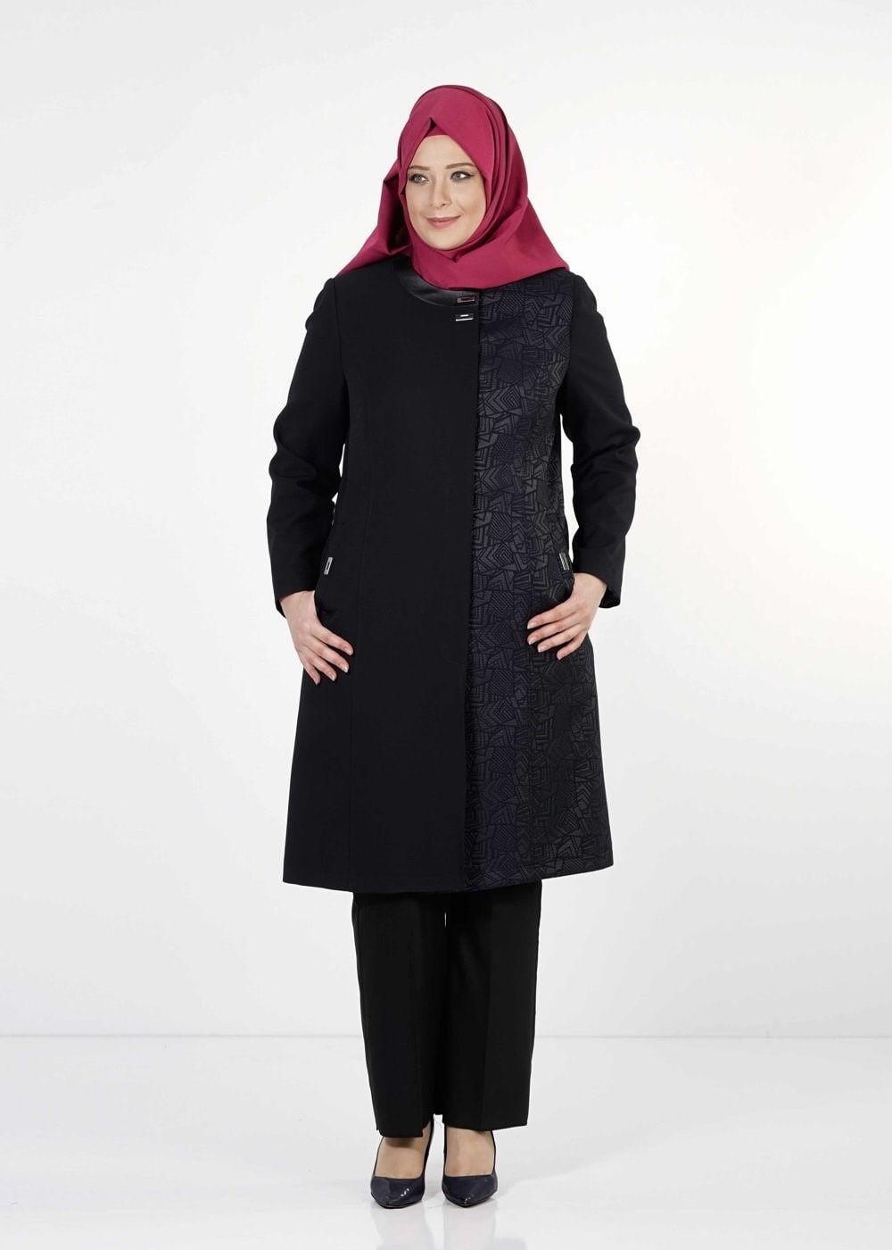 Tesettür giyim LACİVERT 1656 TRENÇKOT