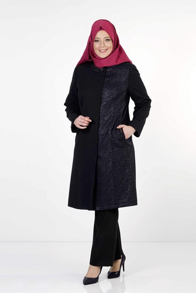 Tesettür giyim LACİVERT 1656 TRENÇKOT - ALVİNA