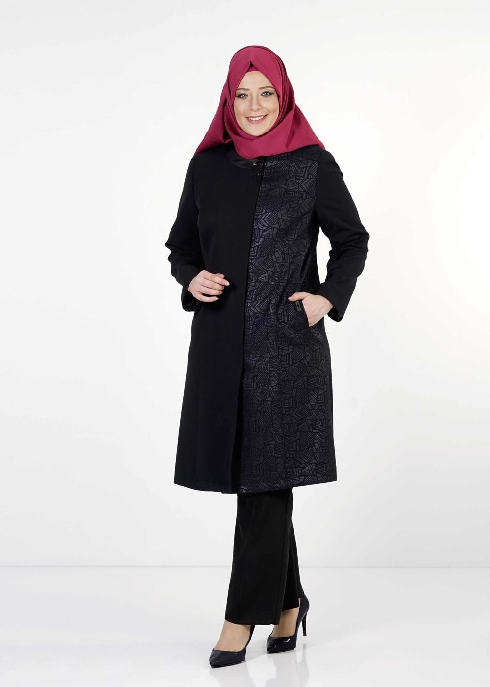 Tesettür giyim LACİVERT 1656 TRENÇKOT