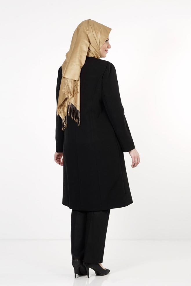 Vêtements hijab NOIR TRENCH-COAT ZIPPÉ 1657  - ALVİNA