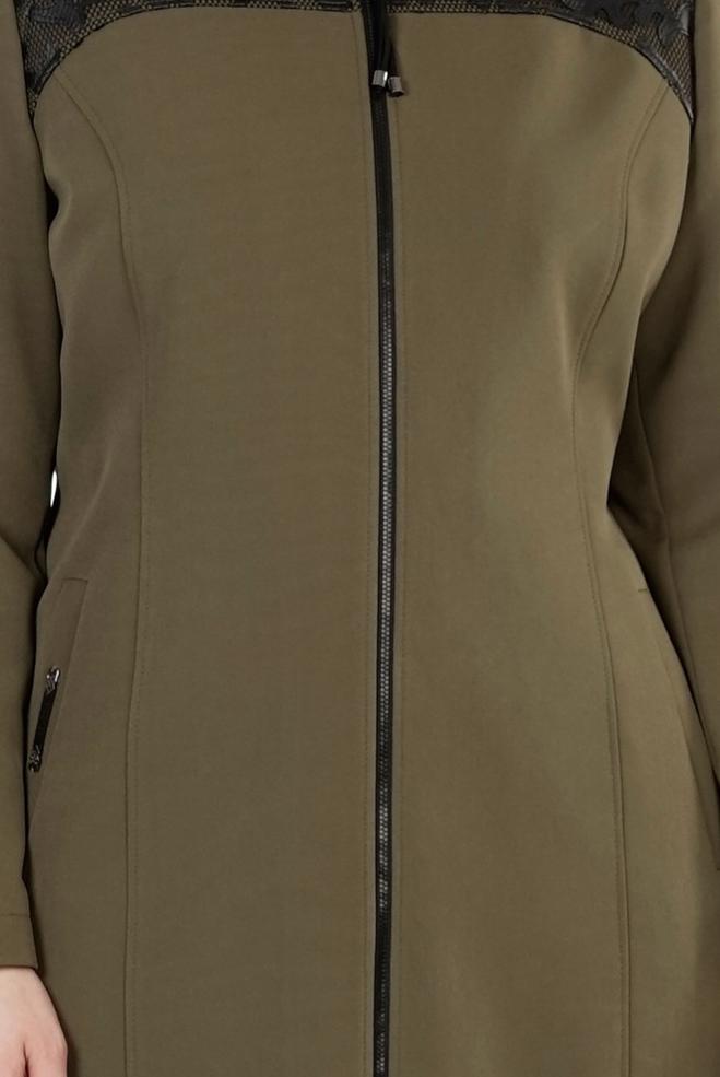 Vêtements hijab KAKI TRENCH-COAT ZIPPÉ 1657  - ALVİNA