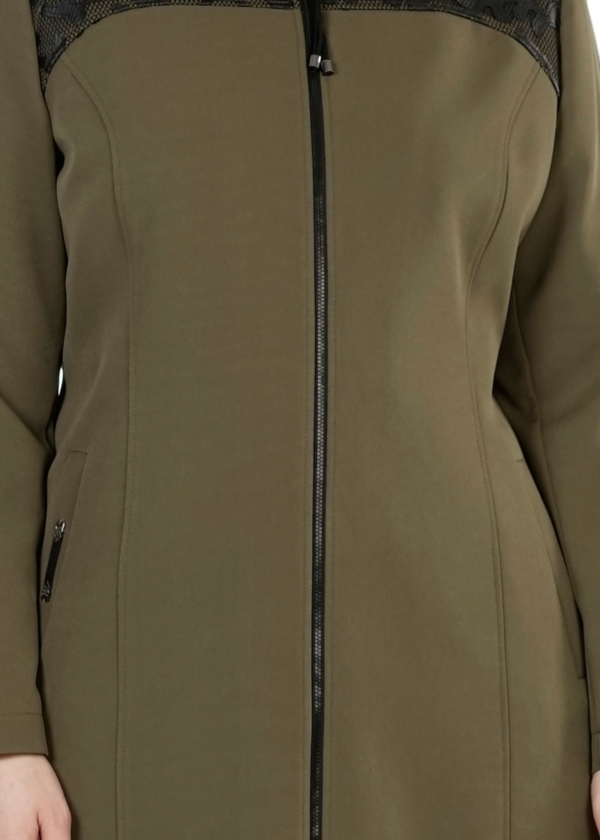 Tesettür giyim HAKİ FERMUARLI TRENÇKOT 1657 