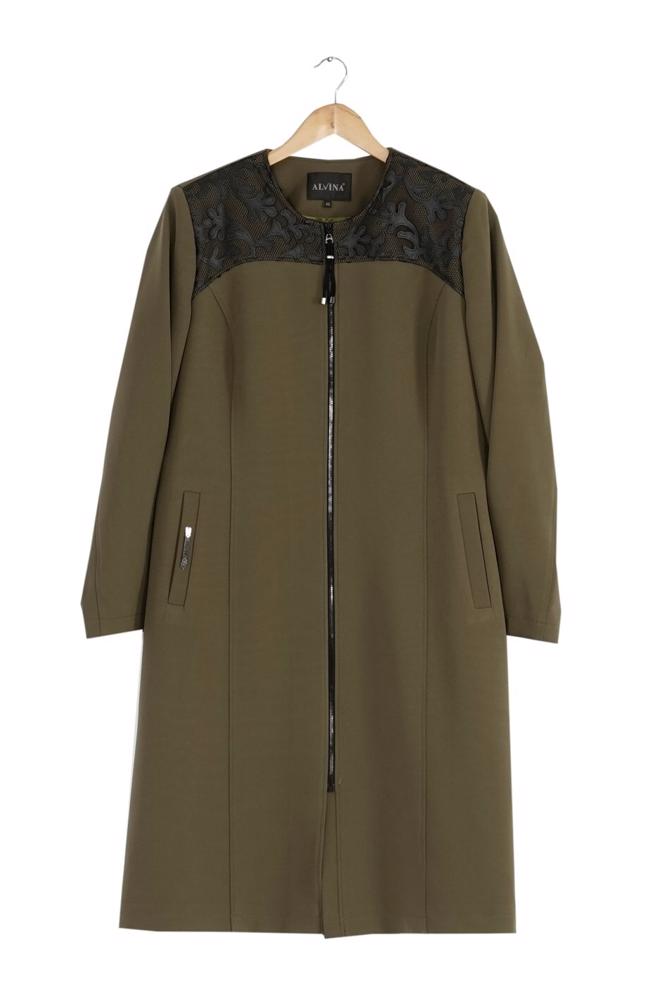Vêtements hijab KAKI TRENCH-COAT ZIPPÉ 1657  - ALVİNA