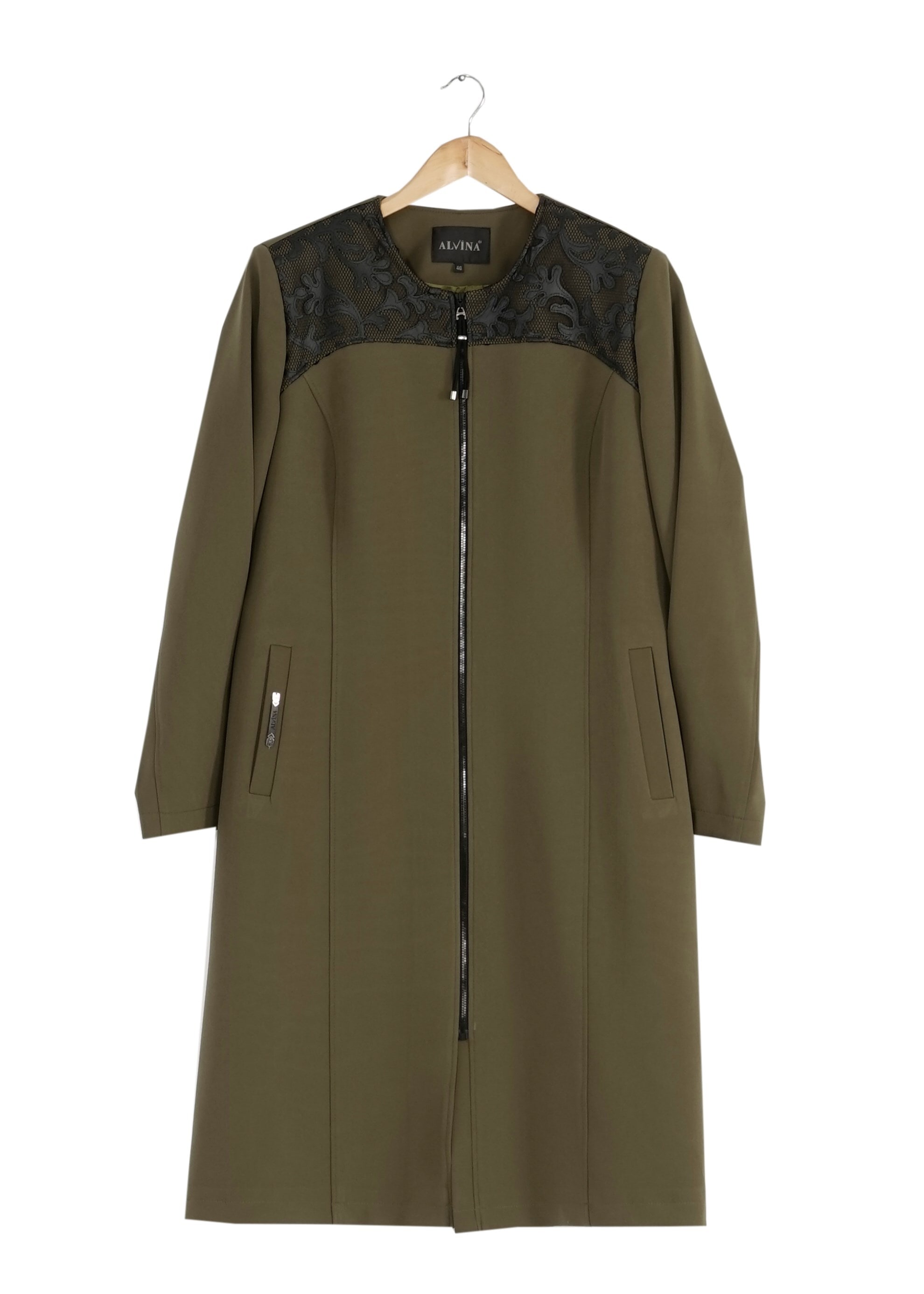 Tesettür giyim HAKİ FERMUARLI TRENÇKOT 1657 