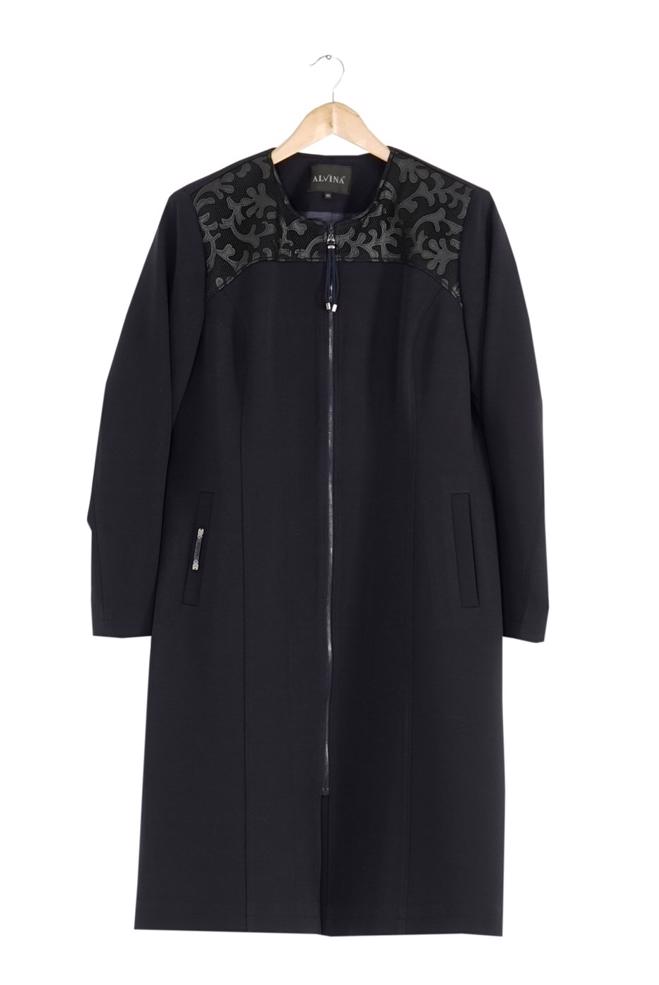 Hijab clothing NAVY BLUE ZIPPED TRENCH-COAT 1657  - ALVİNA