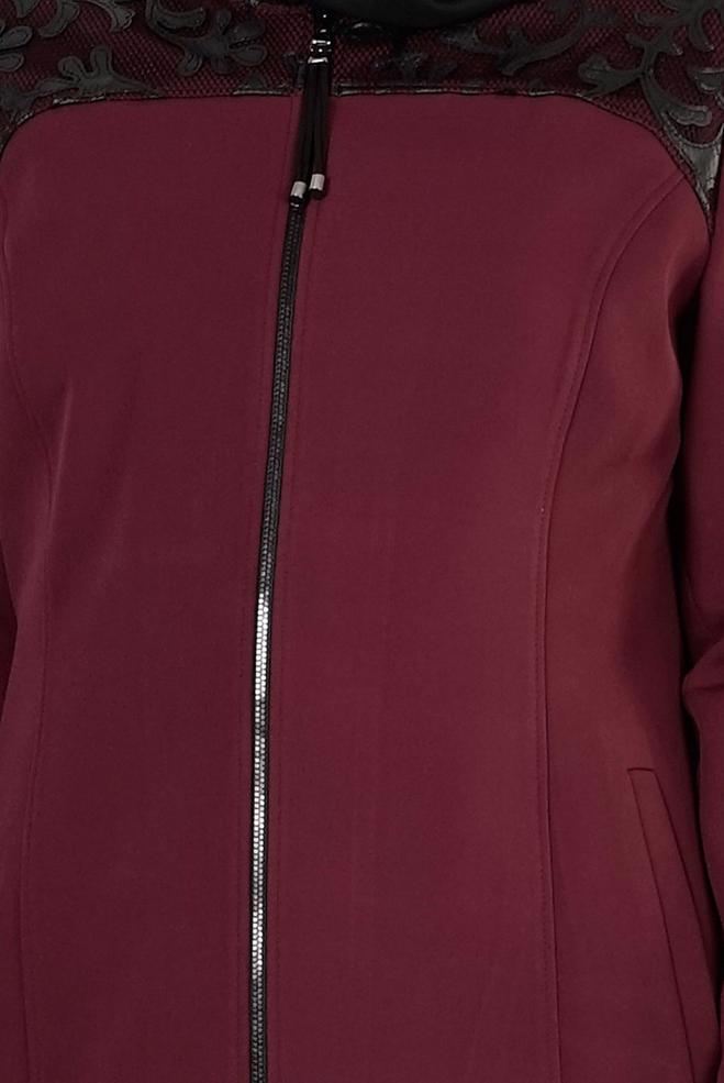 Vêtements hijab ROUGE BORDEAUX TRENCH-COAT ZIPPÉ 1657  - ALVİNA