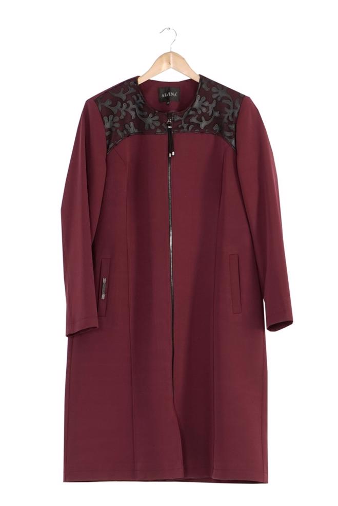 Vêtements hijab ROUGE BORDEAUX TRENCH-COAT ZIPPÉ 1657  - ALVİNA